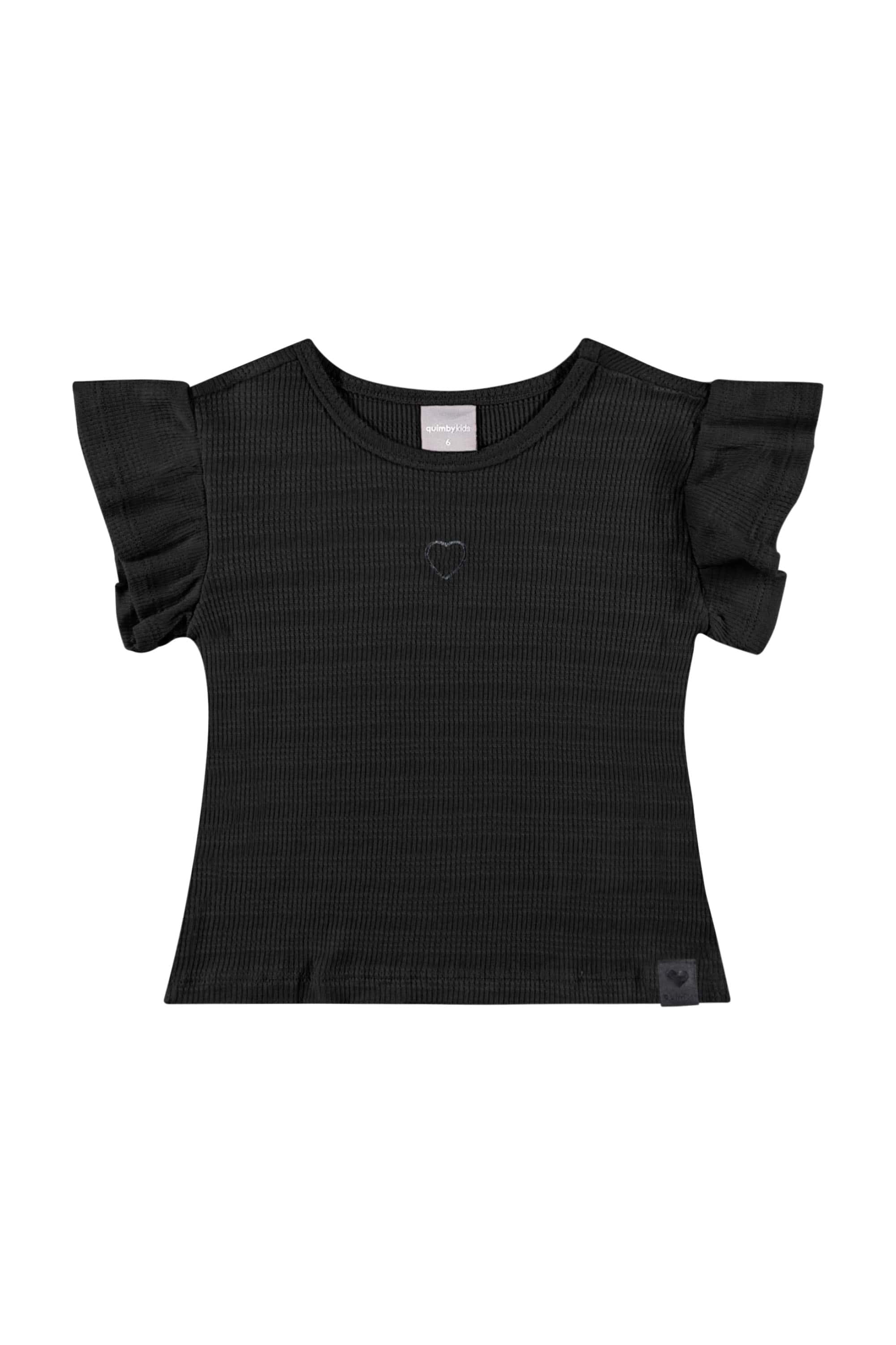 Blusa Básica Infantil para Menina (Preto) Quimby