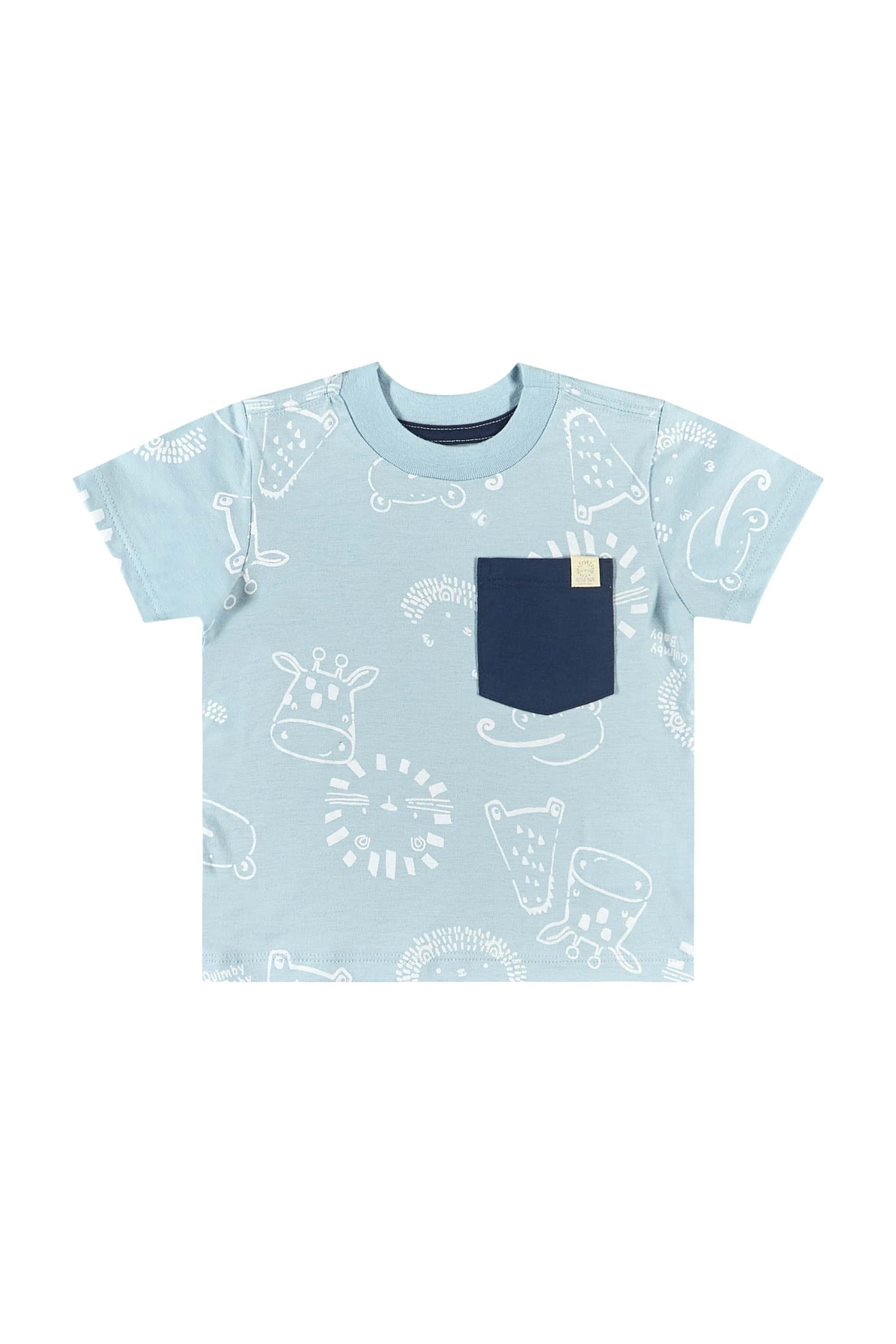 Conjunto com Camiseta e Short em Moletom para Bebê Menino (Azul) Quimby - Imagem 5