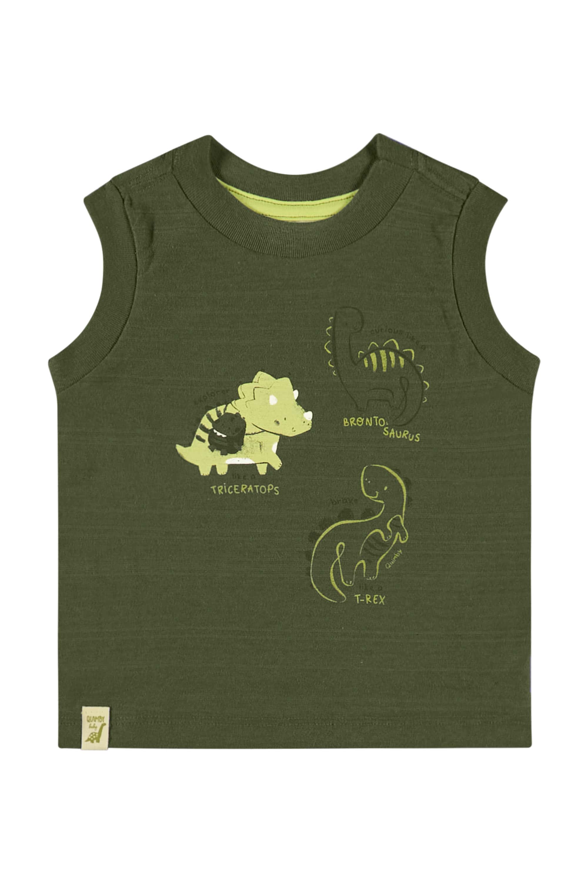 Conjunto com Camiseta de Dinossauro e Bermuda para Bebê Menino (Verde) Quimby - Imagem 2
