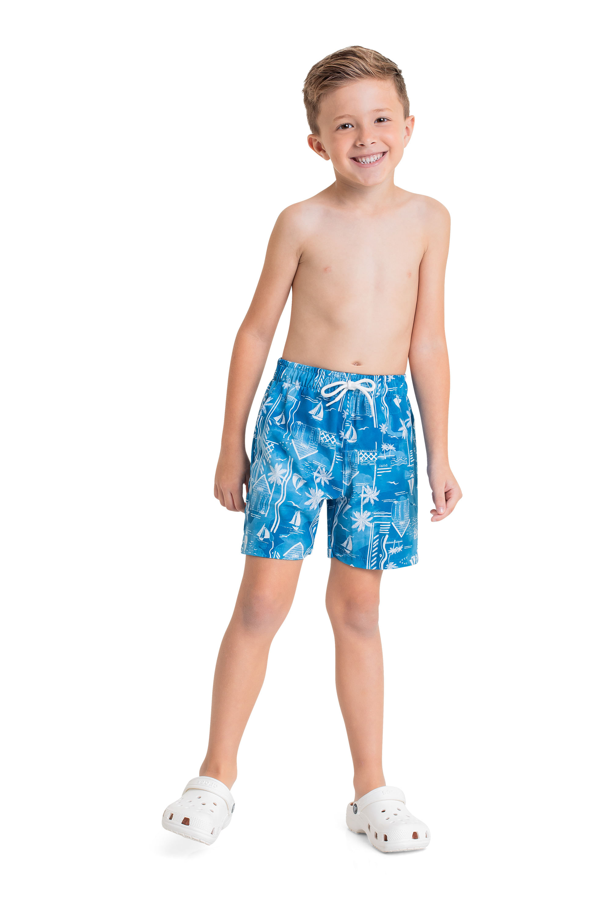 Bermuda Infantil em Microfibra para Menino (Azul Claro) Quimby