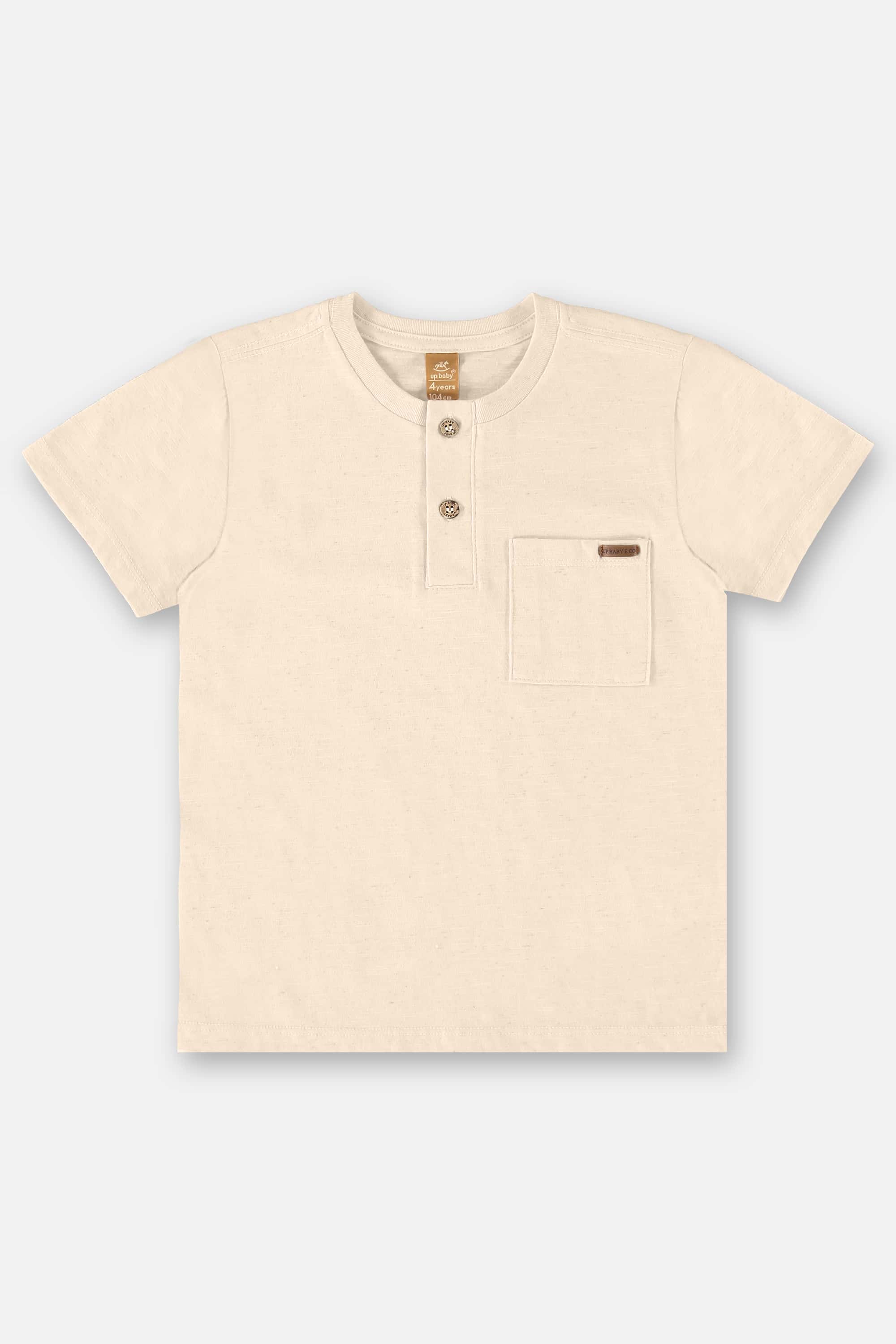 Camiseta Infantil para Menino em Linho Flamê (Bege) Up Baby