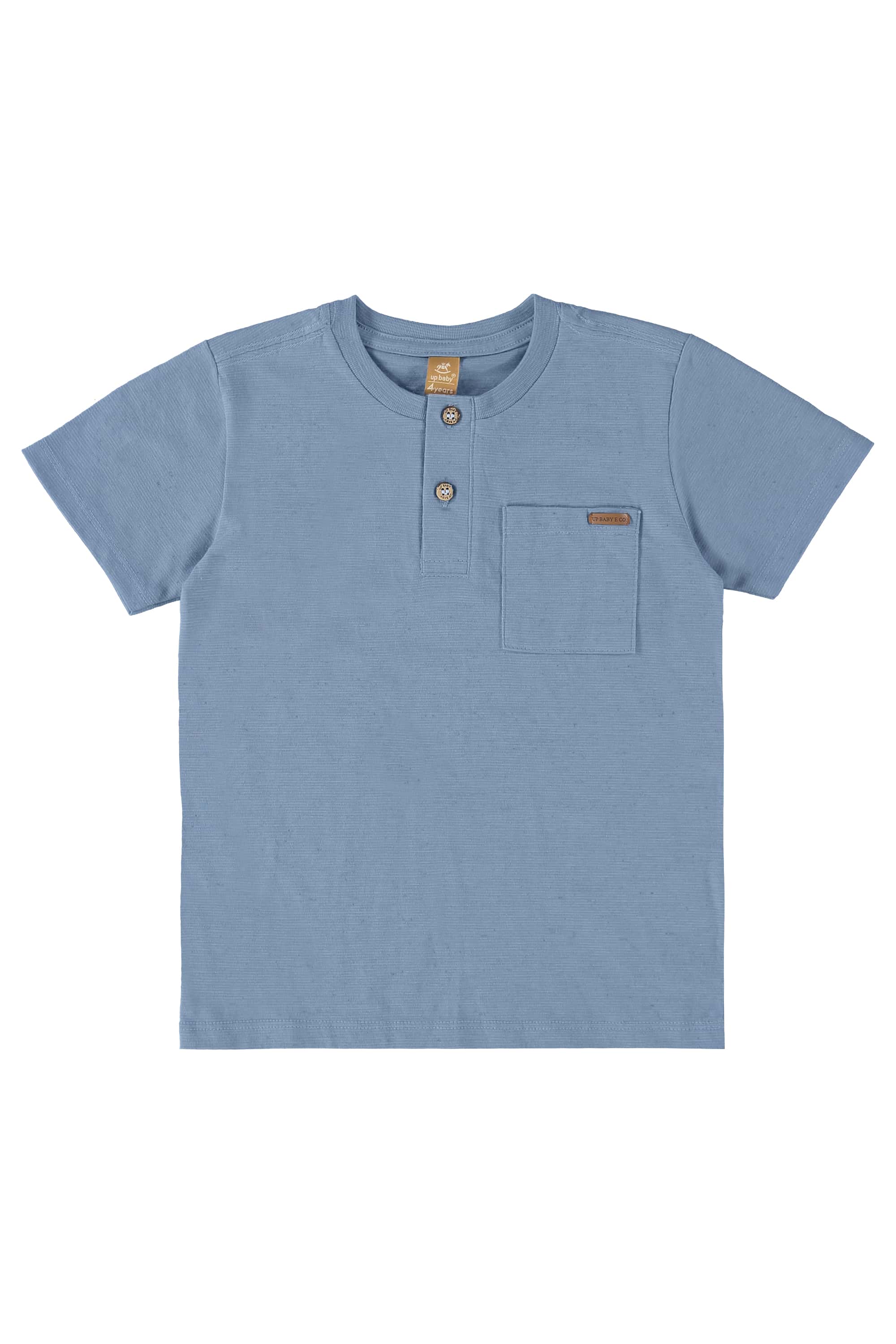 Camiseta Infantil para Menino em Linho Flamê (Azul) Up Baby