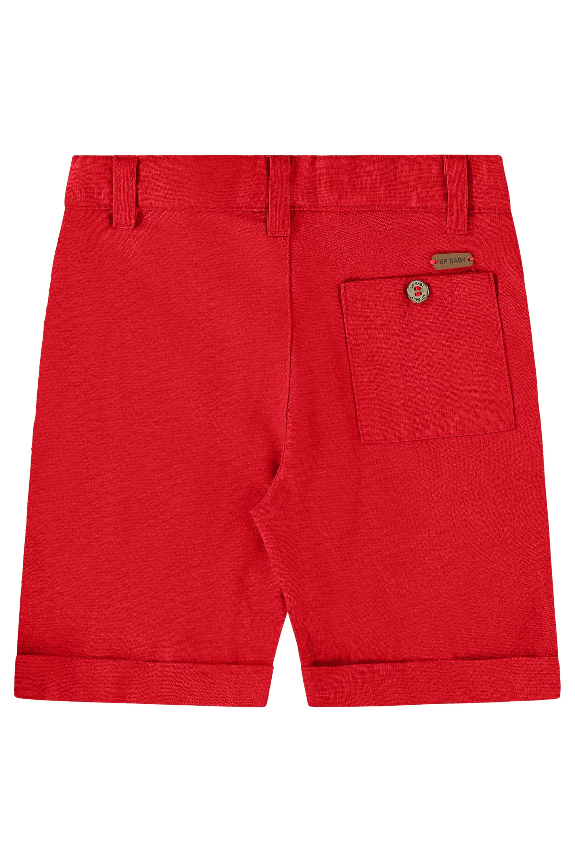 Bermuda Básica Infantil para Meninos em Linho (Vermelho) Up Baby - Imagem 16