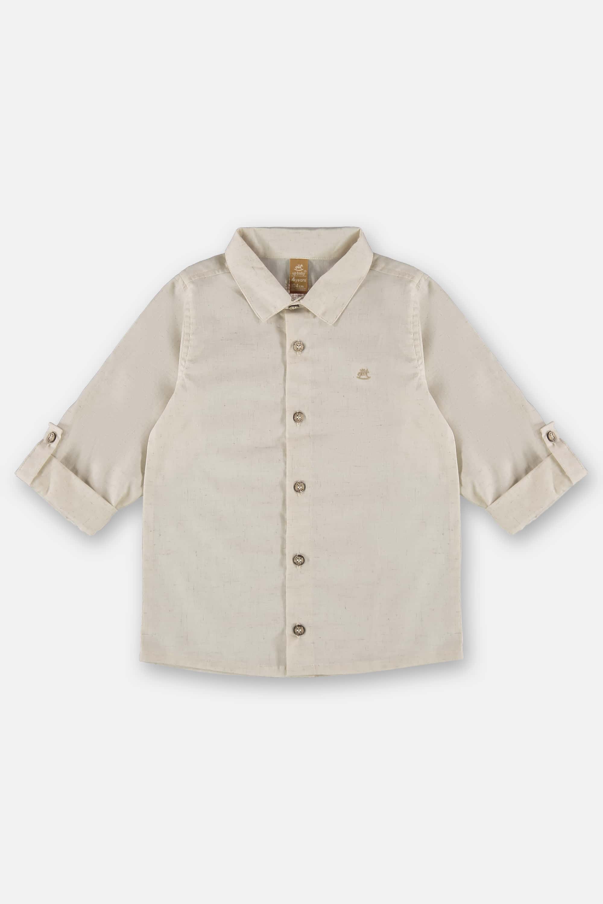 Camisa Manga Longa Infantil para Menino (Bege) Up Baby