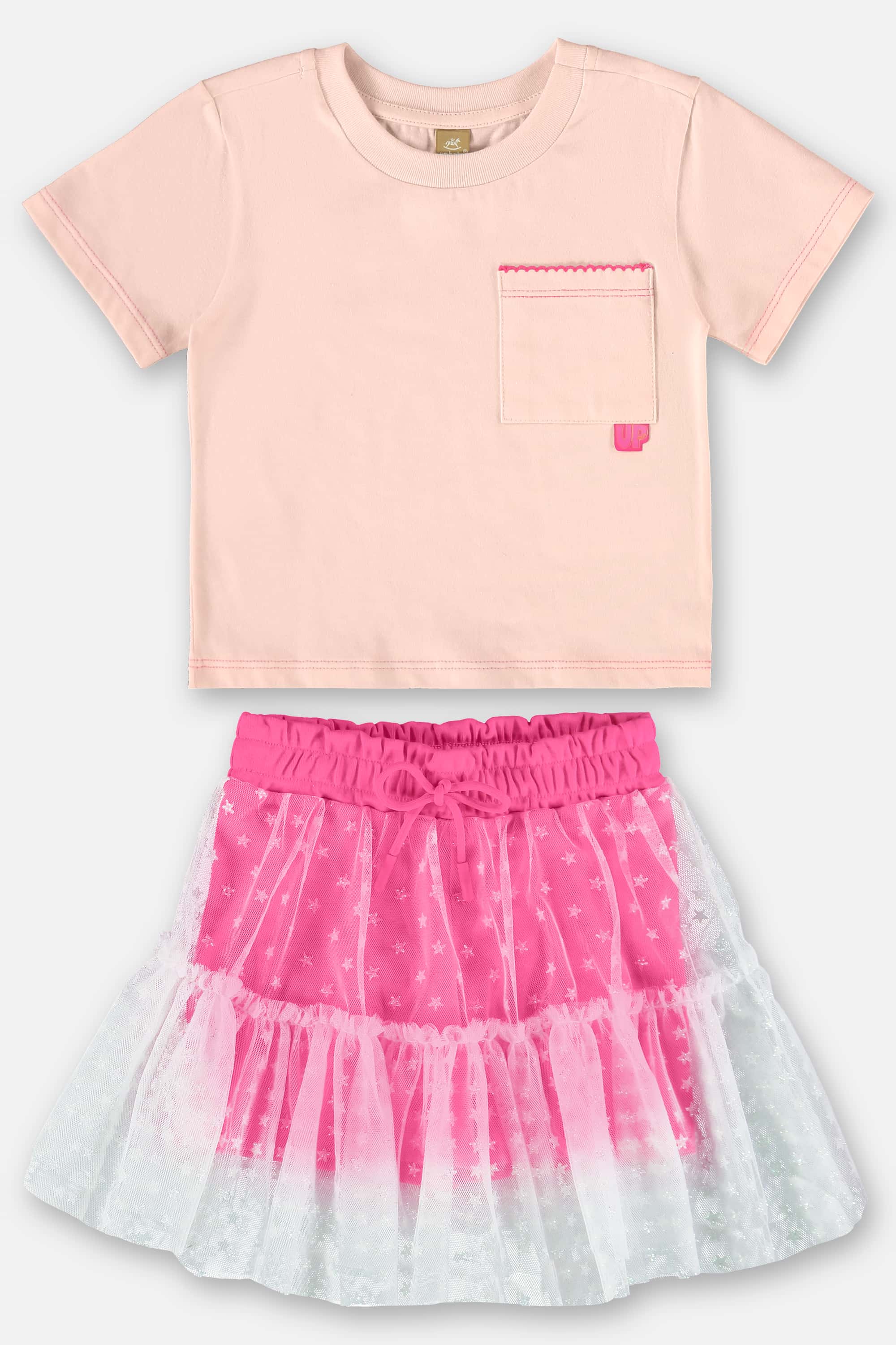 Conjunto Infantil com Blusa e Shorts com Saia (Rosa Claro) Up Baby - Imagem 16