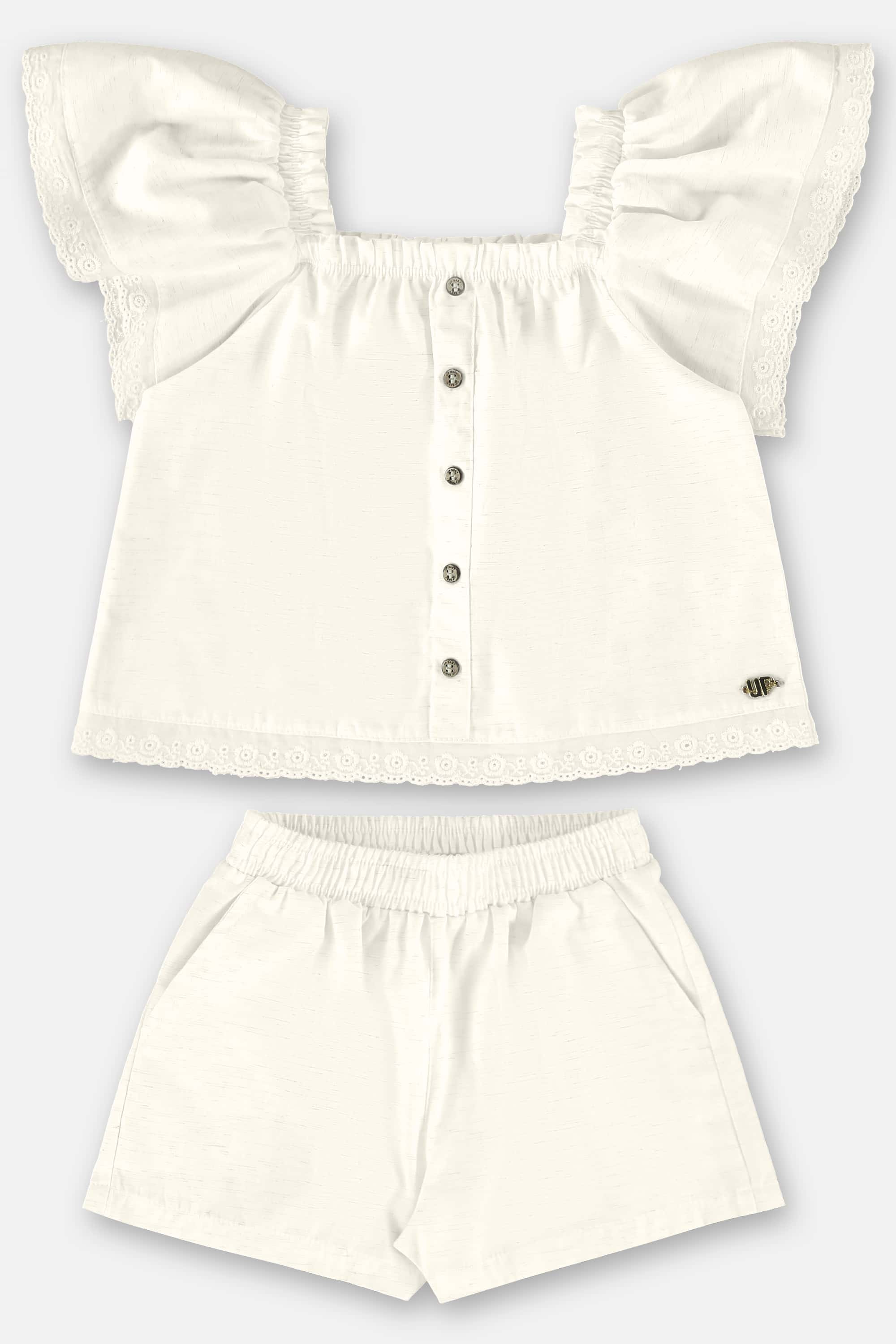Conjunto Infantil com Blusa e Short para Menina (Bege) Up Baby - Imagem 30