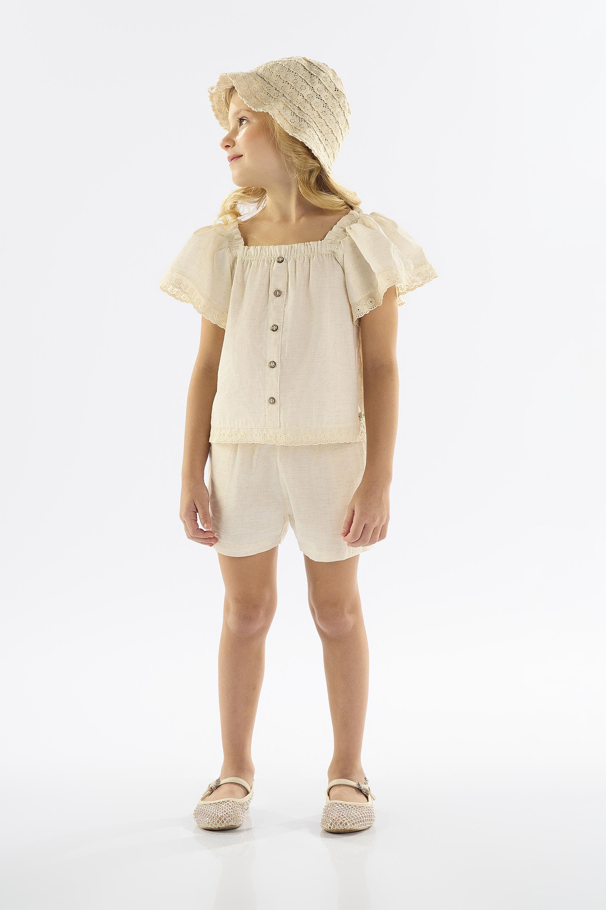 Conjunto Infantil com Blusa e Short para Menina (Bege) Up Baby - Imagem 22