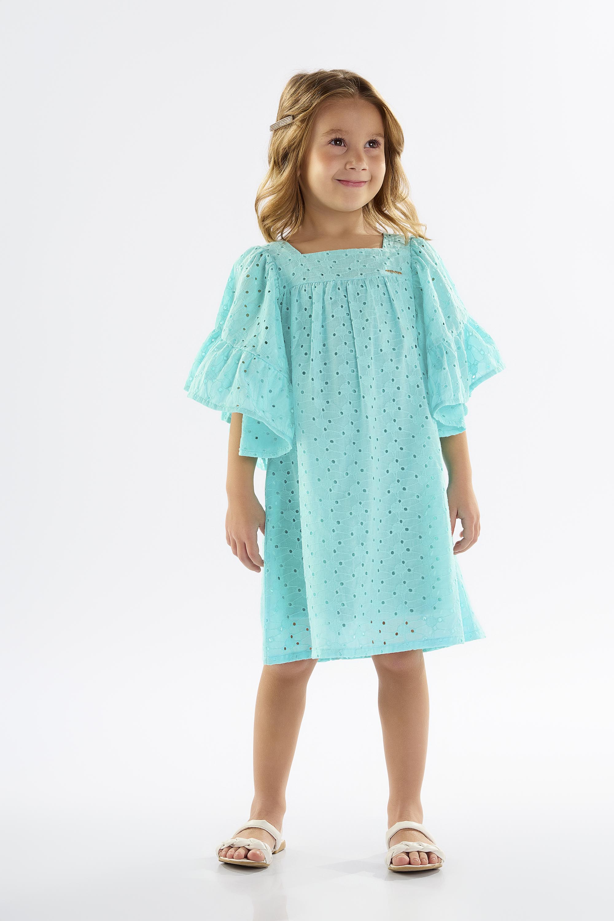 Vestido Infantil em Laise Forrado (Azul) Up Baby
