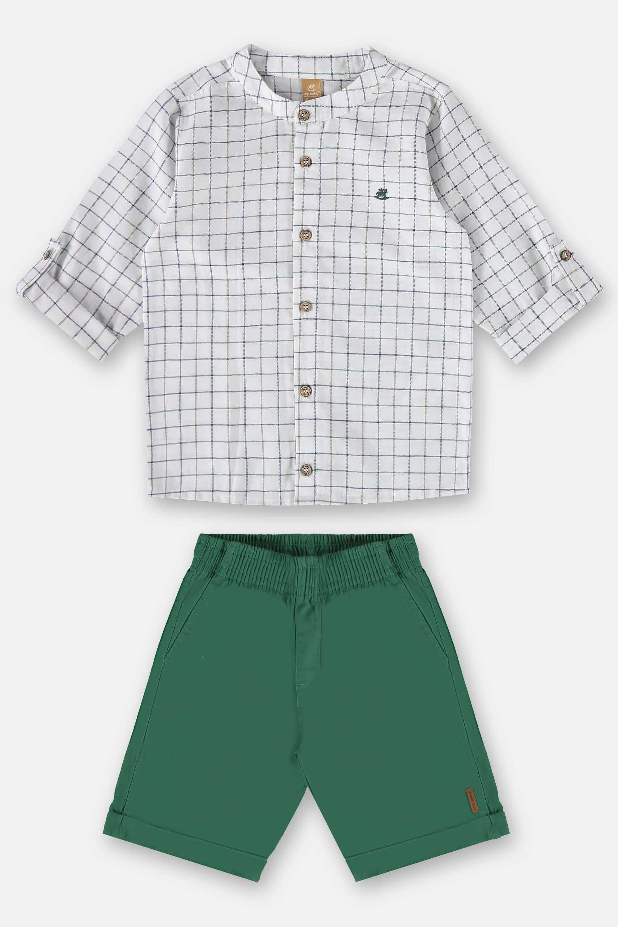 Conjunto Infantil para Menino com Camisa e Bermuda (Branco) Up Baby - Imagem 51