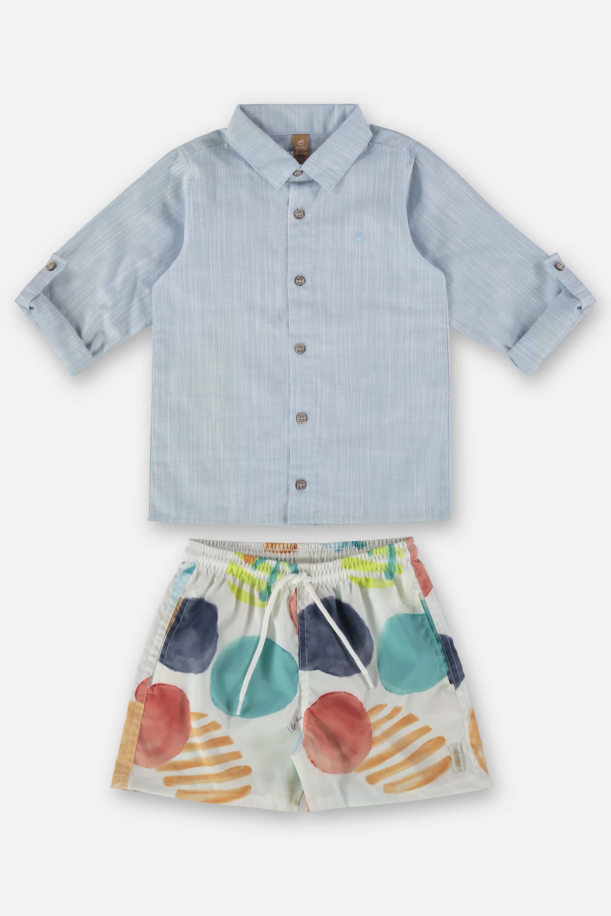 Conjunto Infantil para Menino com Camisa e Short (Azul) Up Baby - Imagem 30