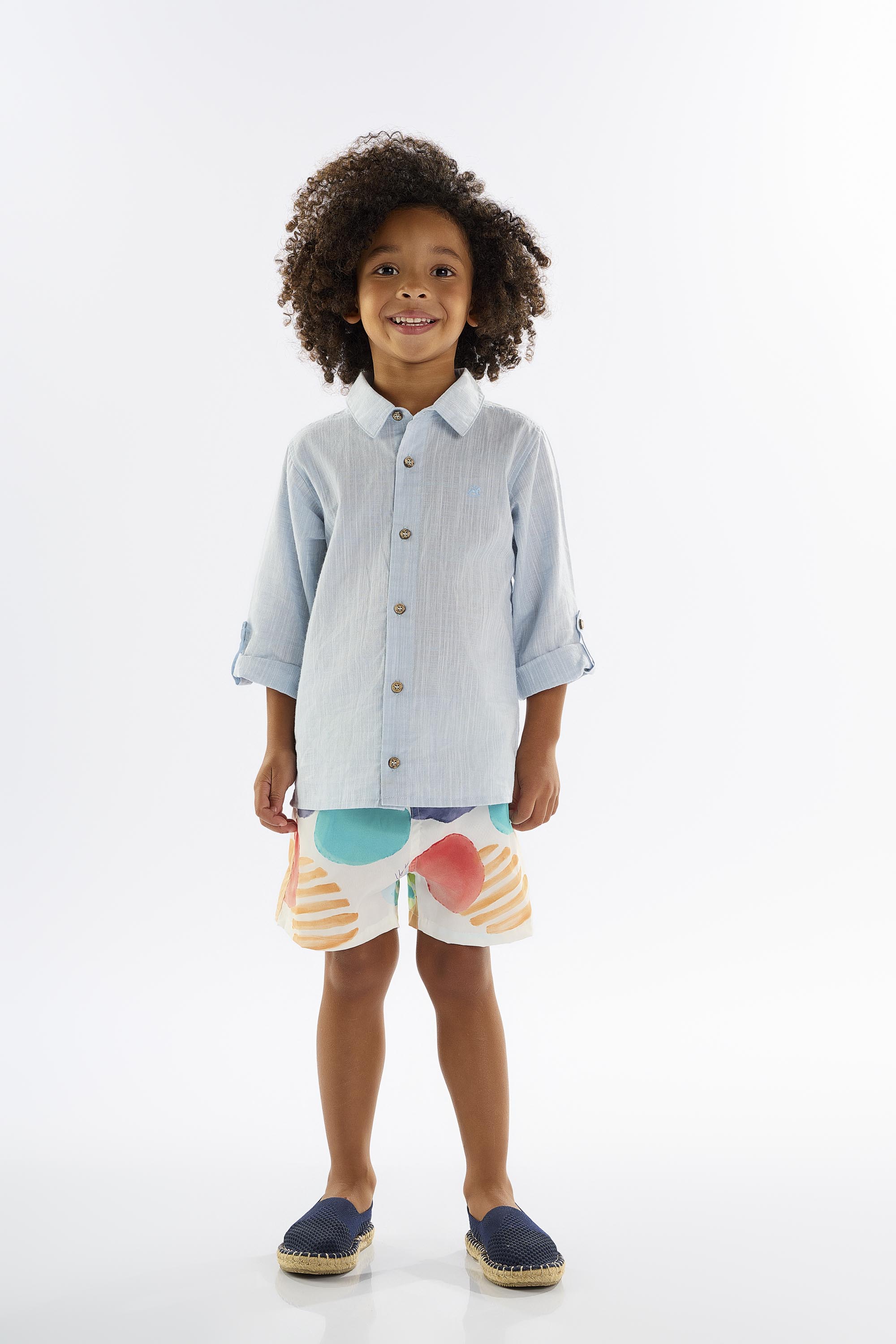 Conjunto Infantil para Menino com Camisa e Short (Azul) Up Baby