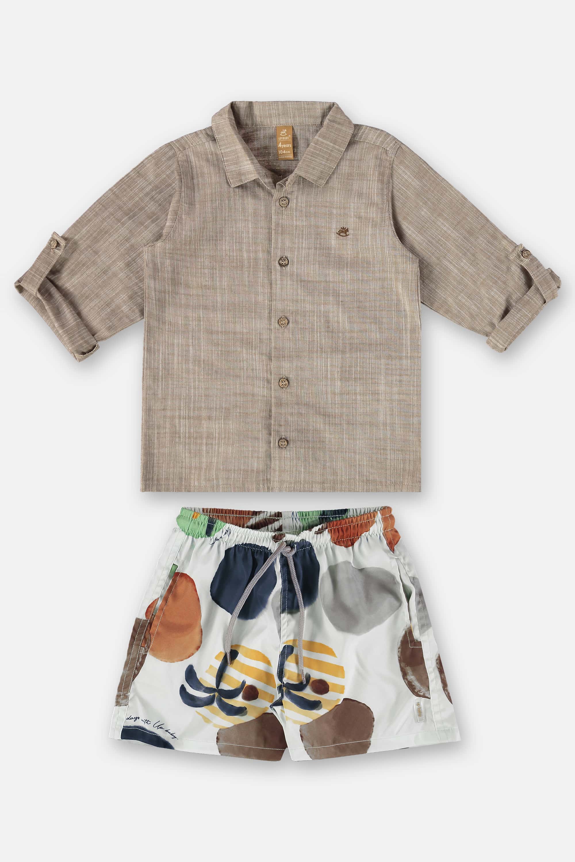 Conjunto Infantil para Menino com Camisa e Short (Marrom) Up Baby - Imagem 37