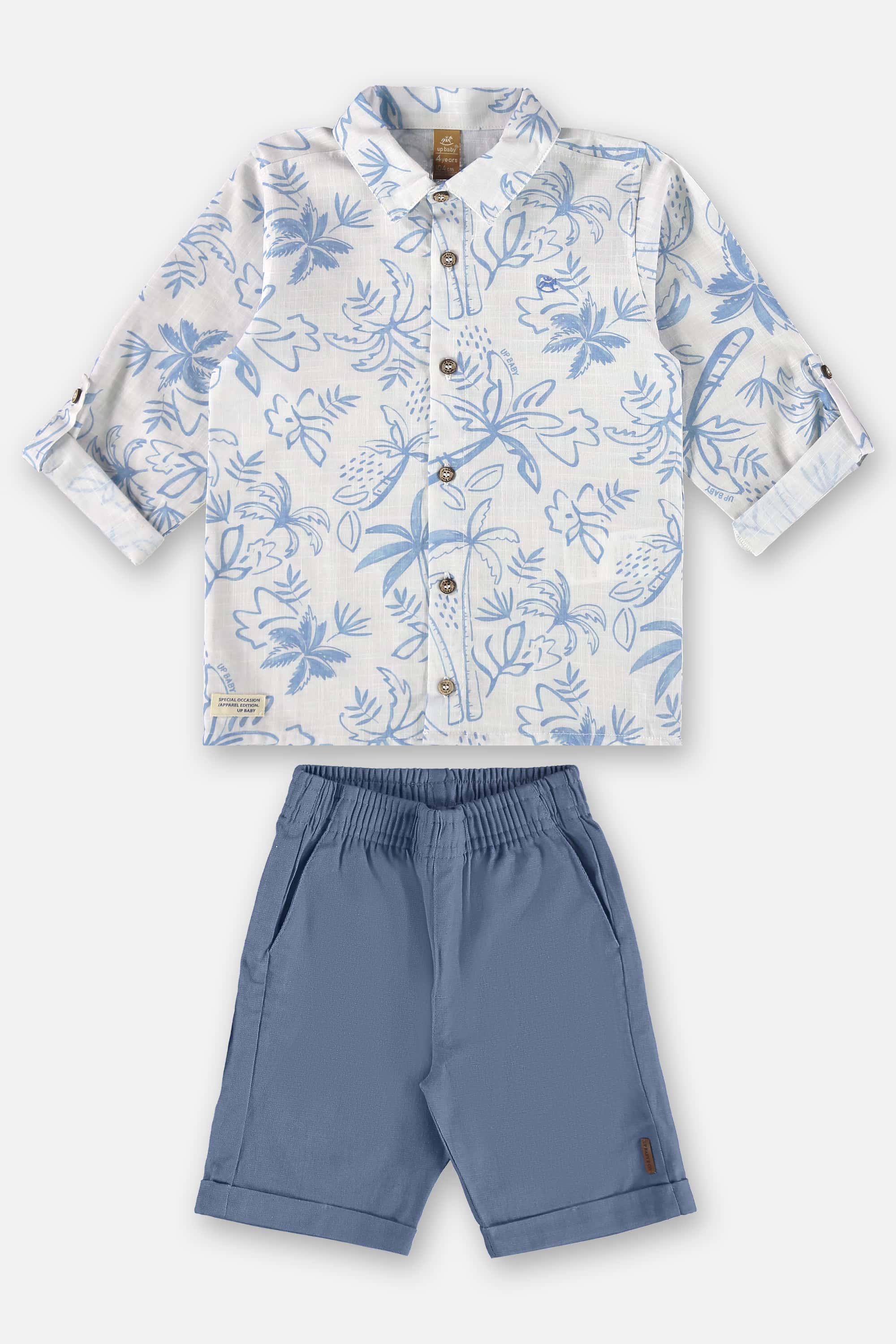 Conjunto Infantil para Menino com Camisa e Bermuda (Off White) Up Baby - Imagem 30