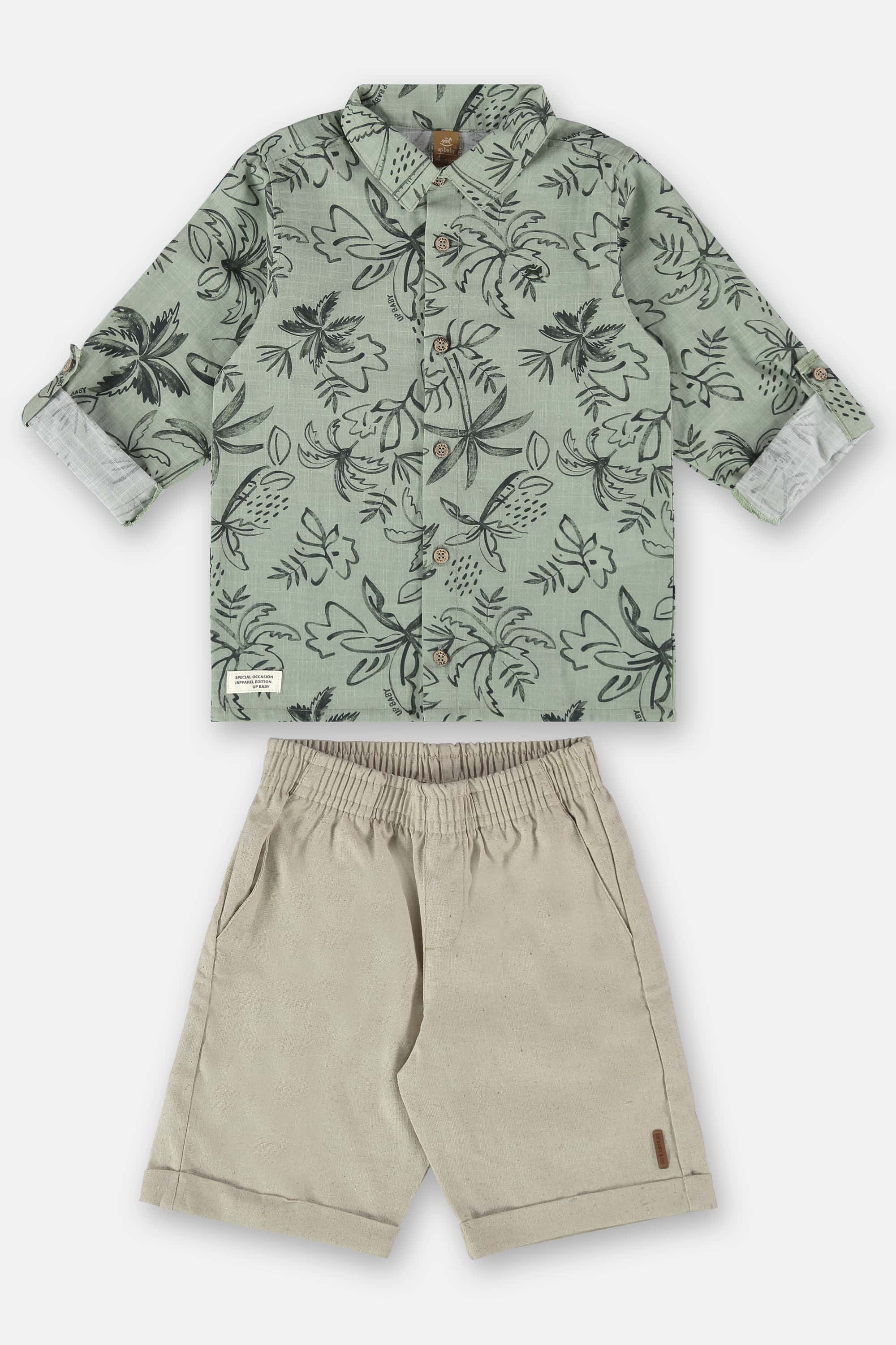 Conjunto Infantil para Menino com Camisa e Bermuda (Verde) Up Baby - Imagem 51
