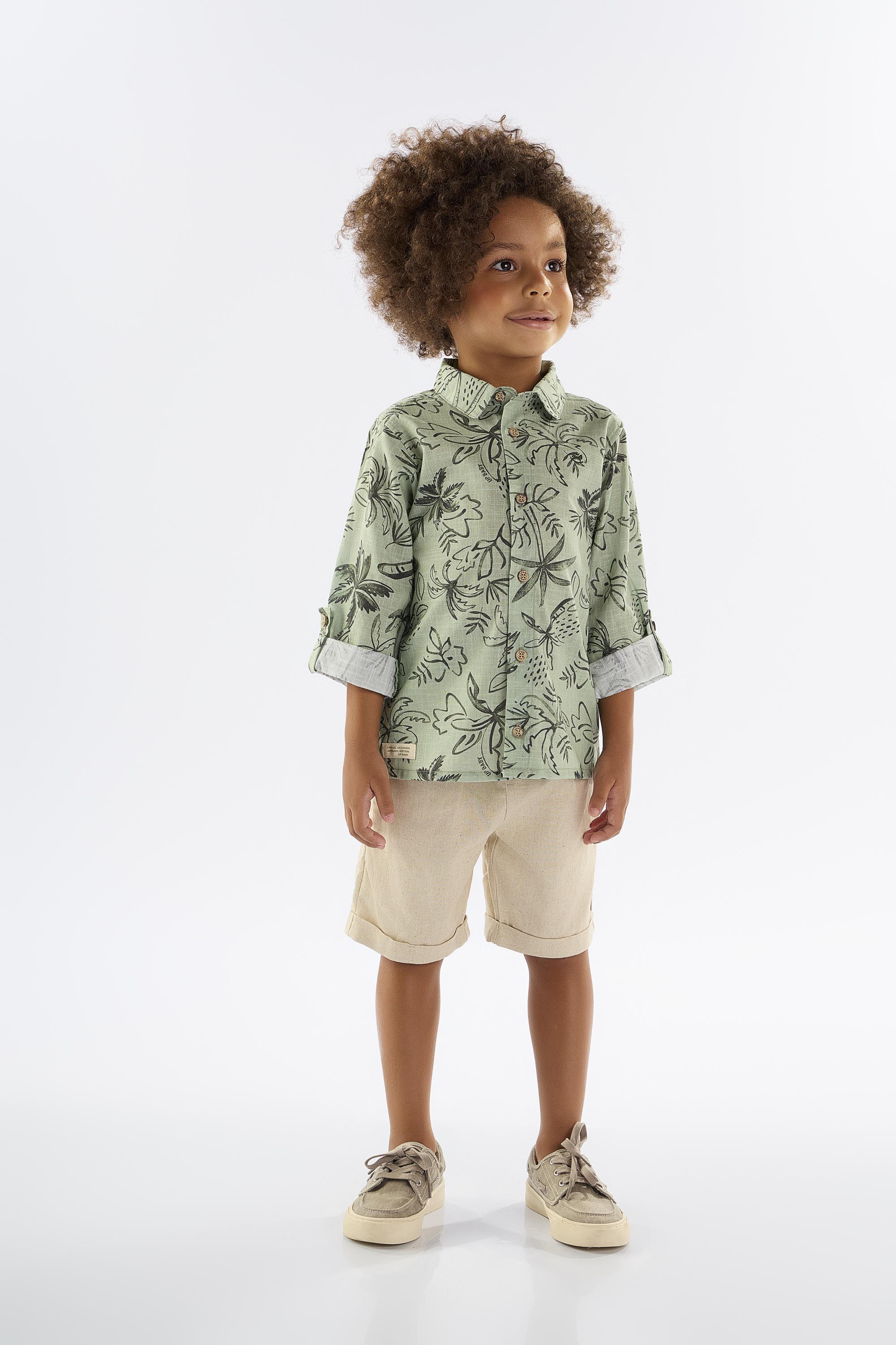 Conjunto Infantil para Menino com Camisa e Bermuda (Verde) Up Baby - Imagem 8