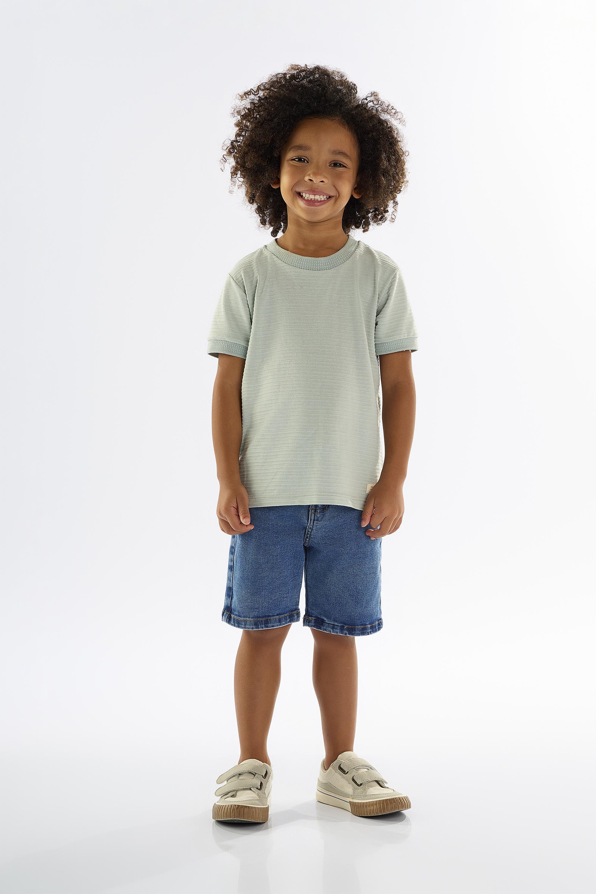 Camiseta Infantil de Mangas Curtas em Malha Relevo (Cinza) Up Baby - Imagem 7