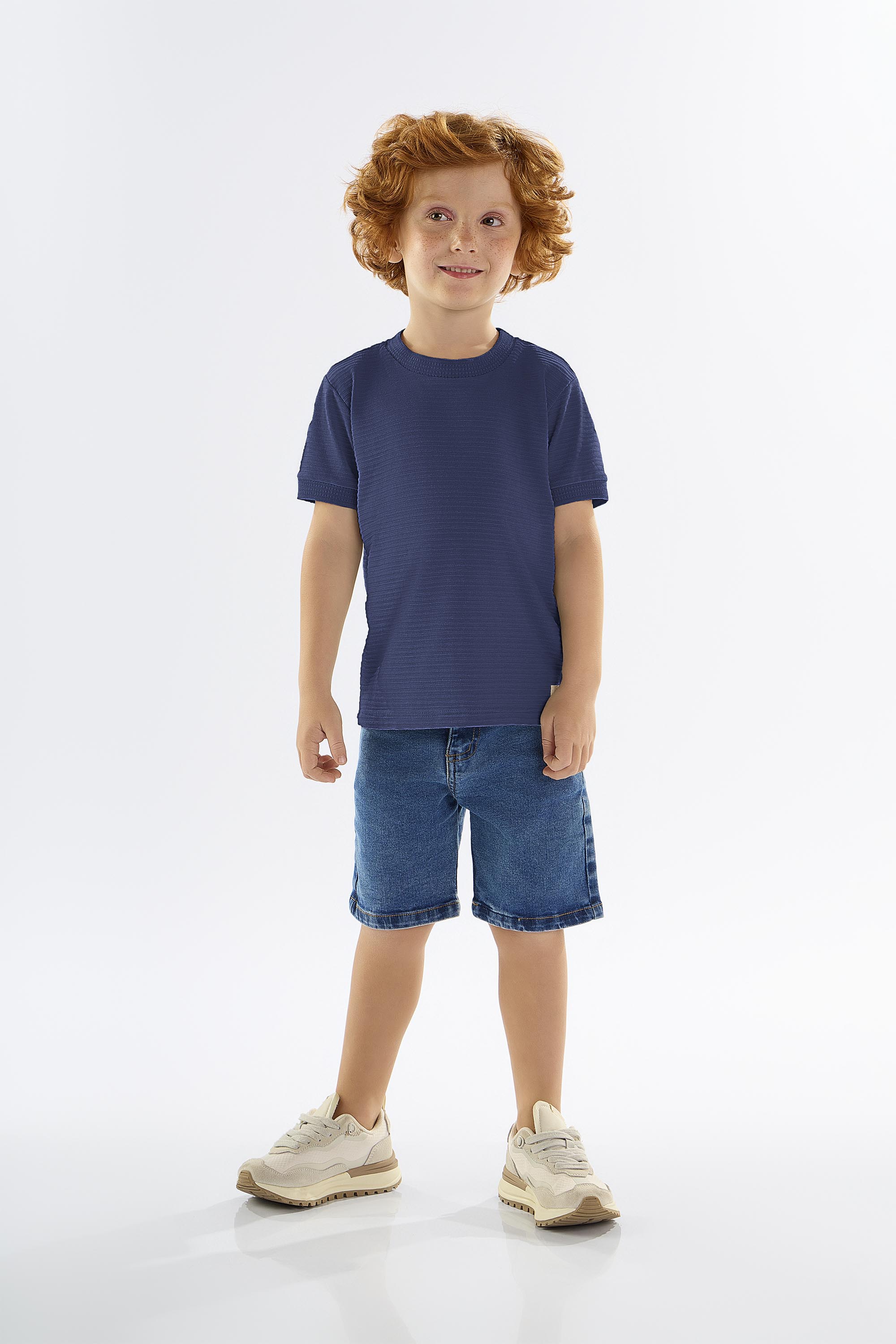 Camiseta Infantil de Mangas Curtas em Malha Relevo (Azul) Up Baby - Imagem 22