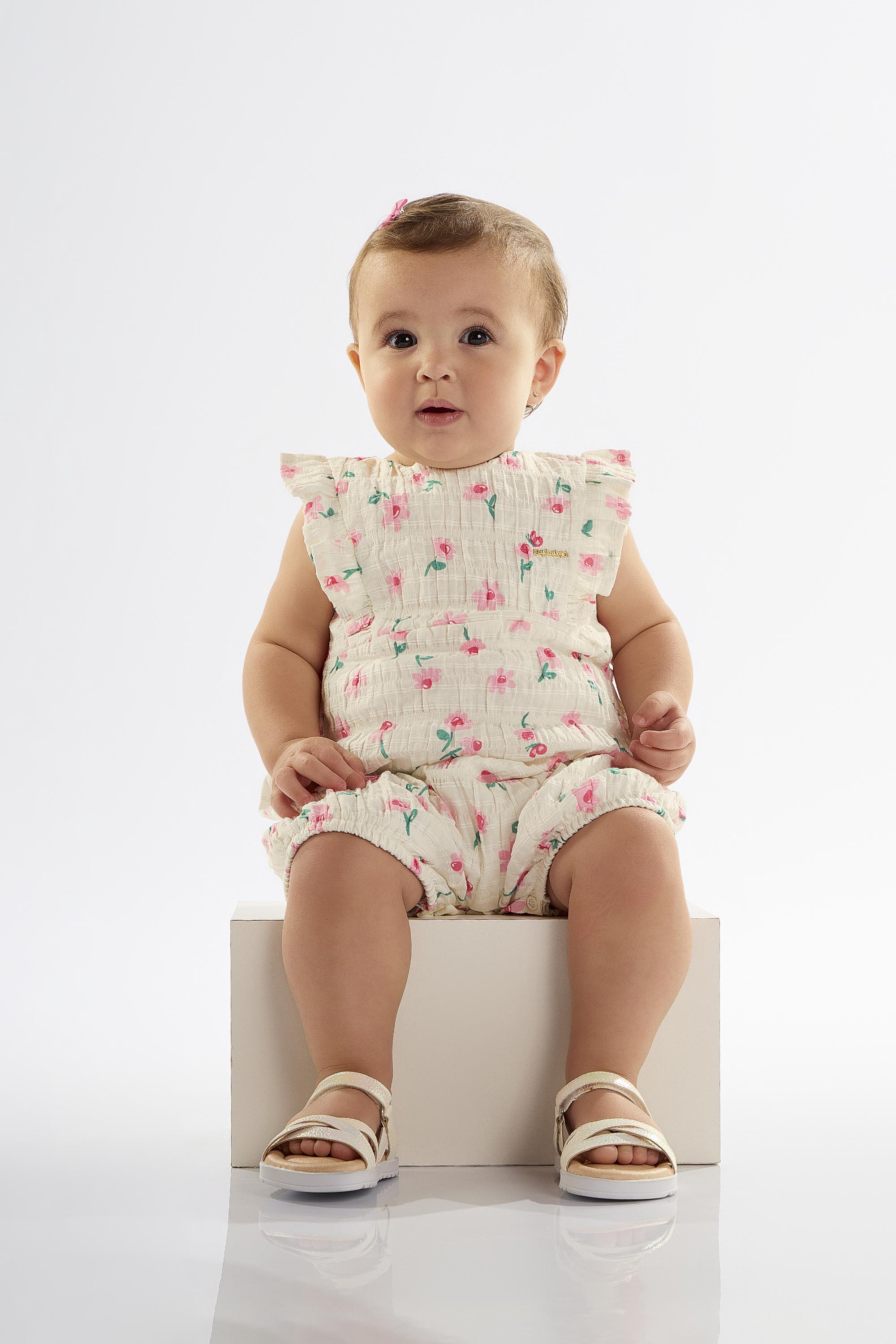 Macaquinho Banho de Sol para Bebê Menina (Off White) Up Baby