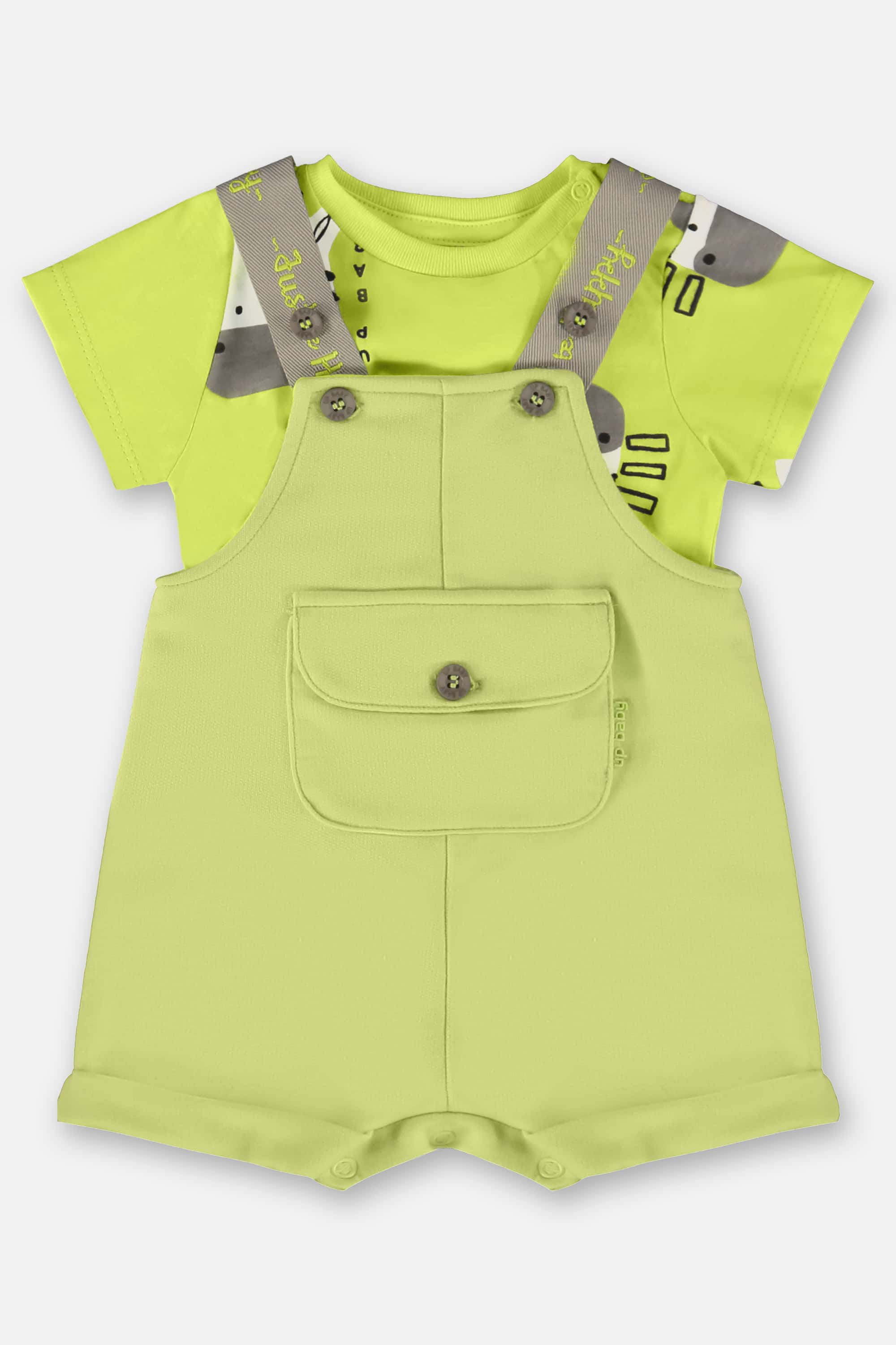 Conjunto para Bebê Menino Jardineira e Body Estampado (Verde) Up Baby - Imagem 2