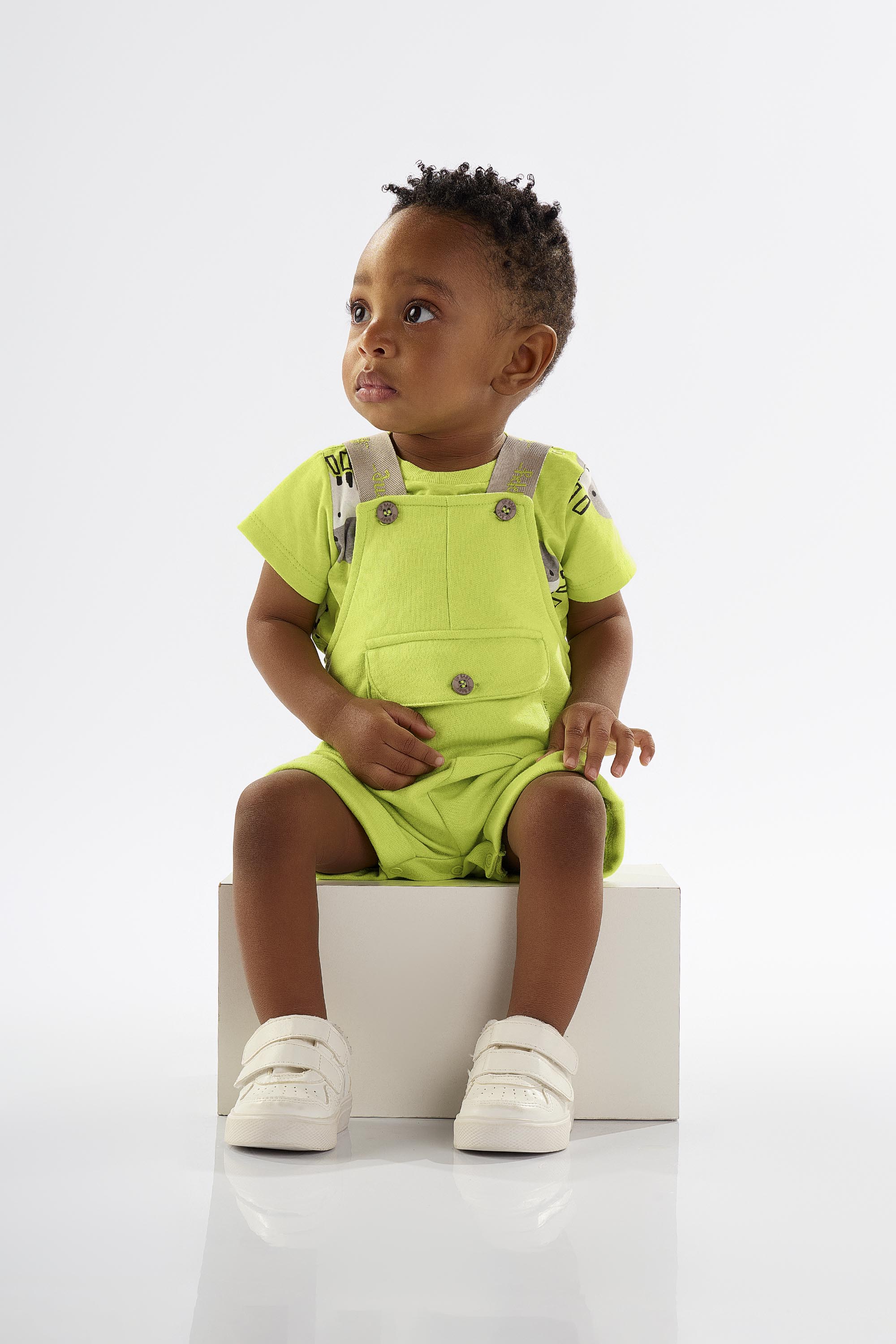 Conjunto para Bebê Menino Jardineira e Body Estampado (Verde) Up Baby - Imagem 4