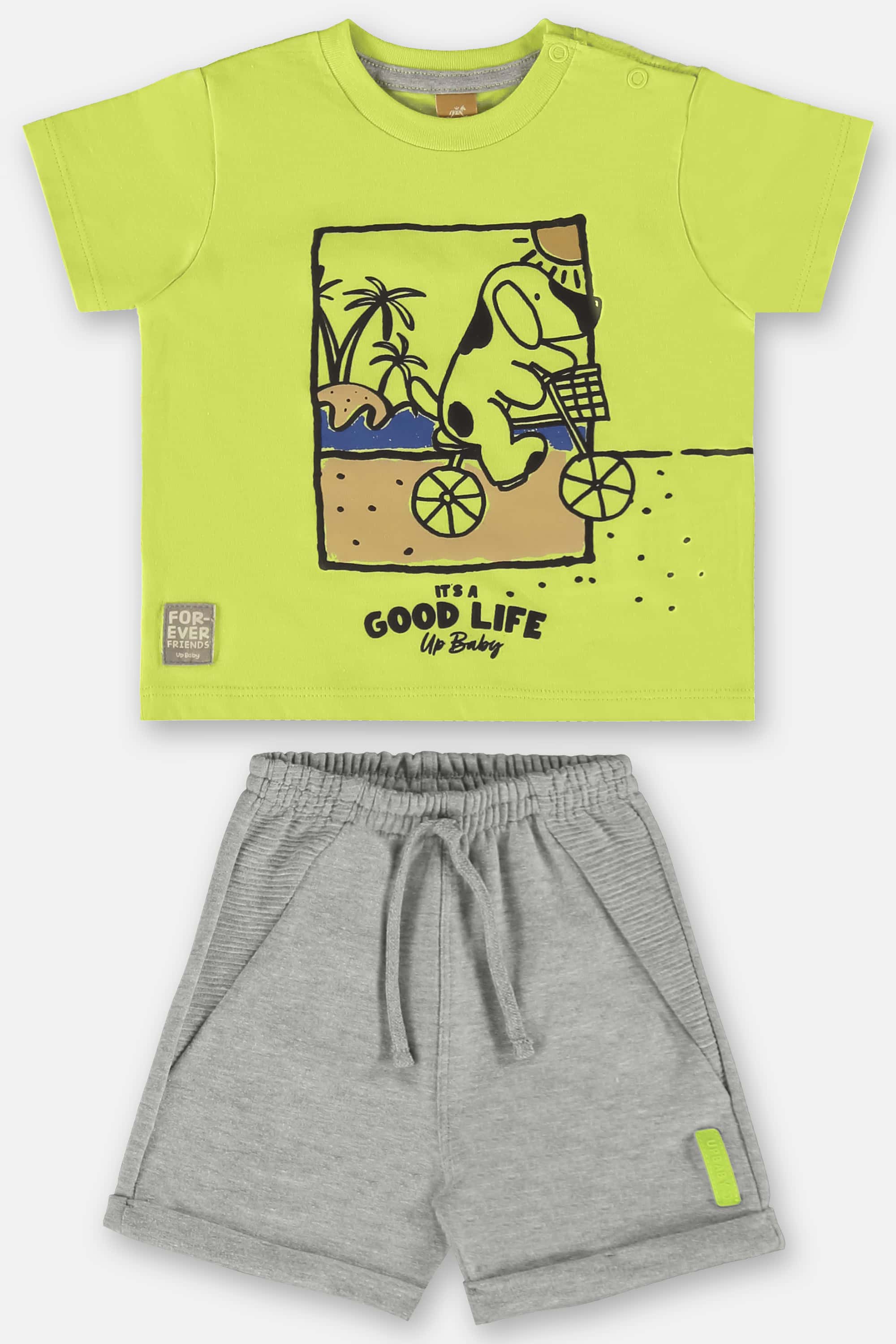 Conjunto para Bebê Menino Camiseta Estampada e Bermuda (Verde) Up Baby