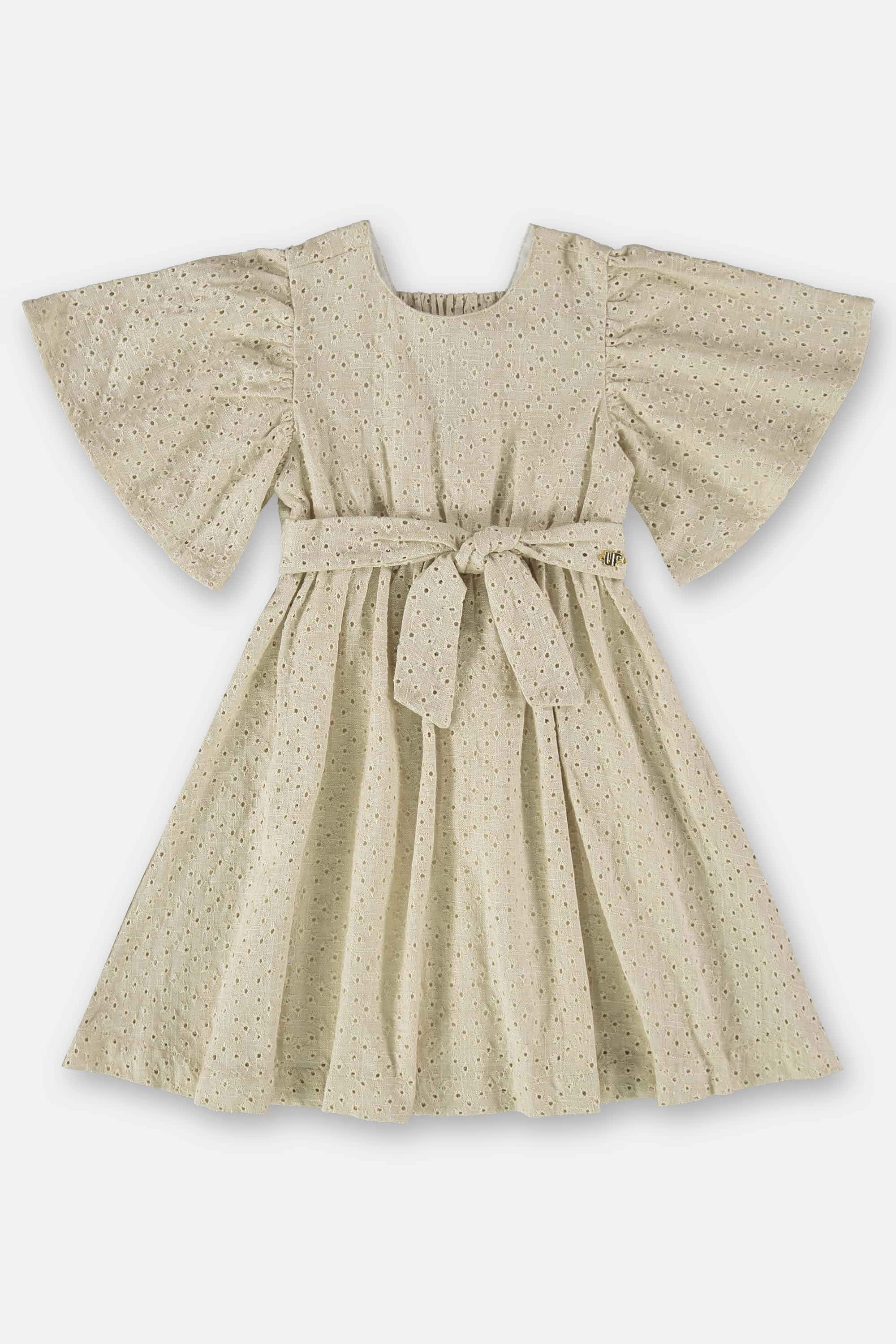 Vestido Infantil Manga Curta em Laise Forrado (Off White) Up Baby - Imagem 14