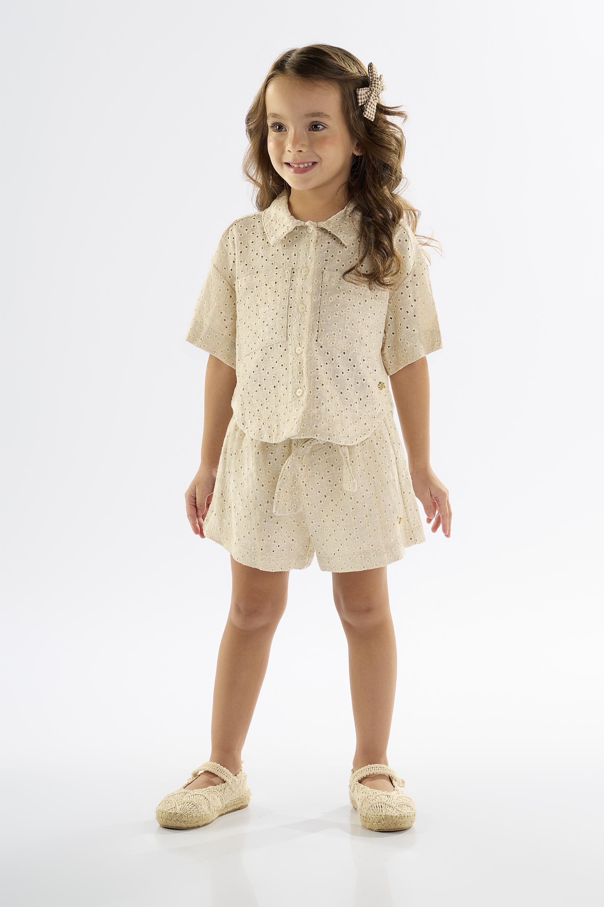 Short Infantil para Menina em Laise Forrado (Off White) Up Baby - Imagem 13