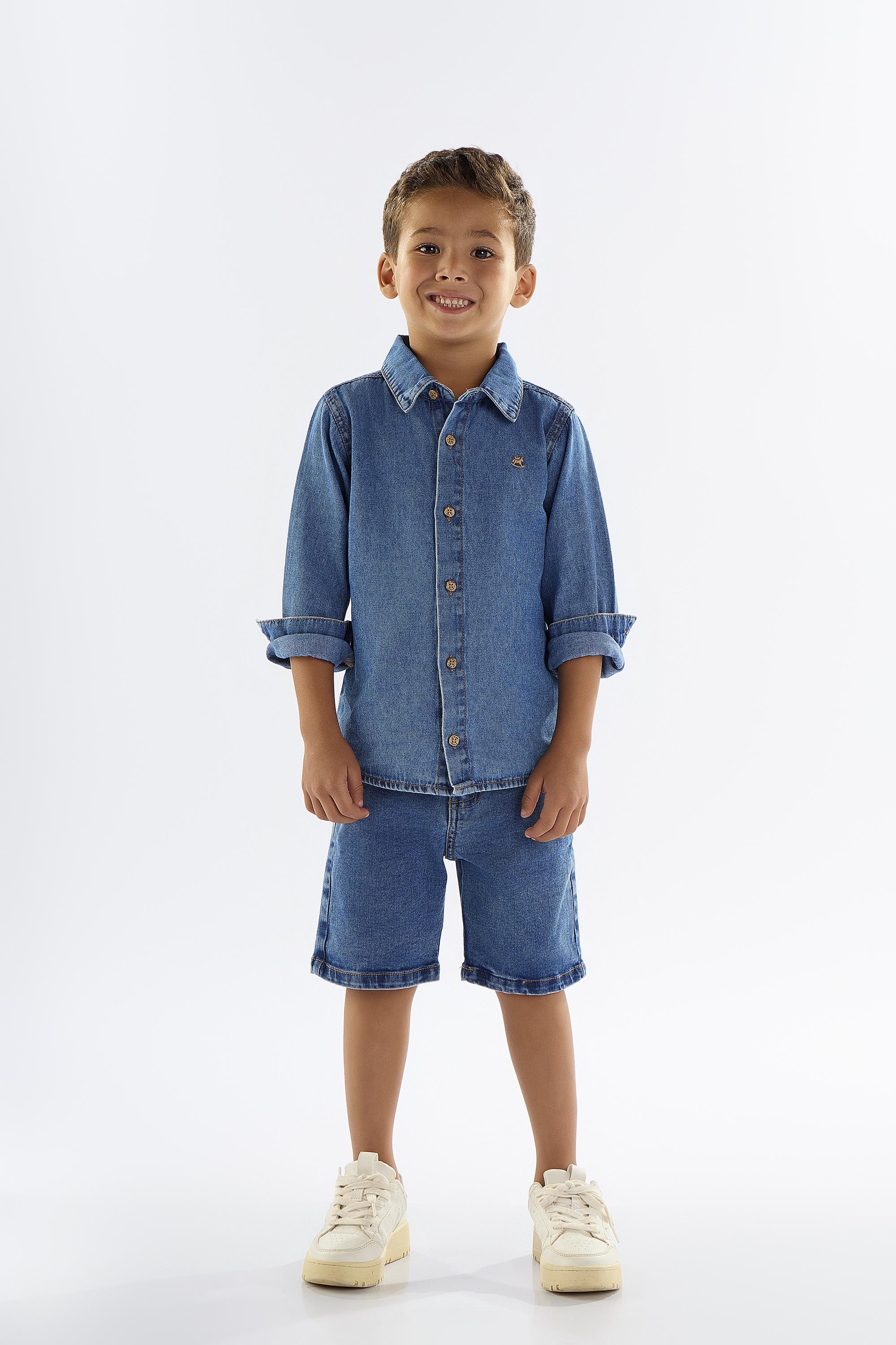 Bermuda Infantil Menino em Jeans com Elastano (Azul) Up Baby