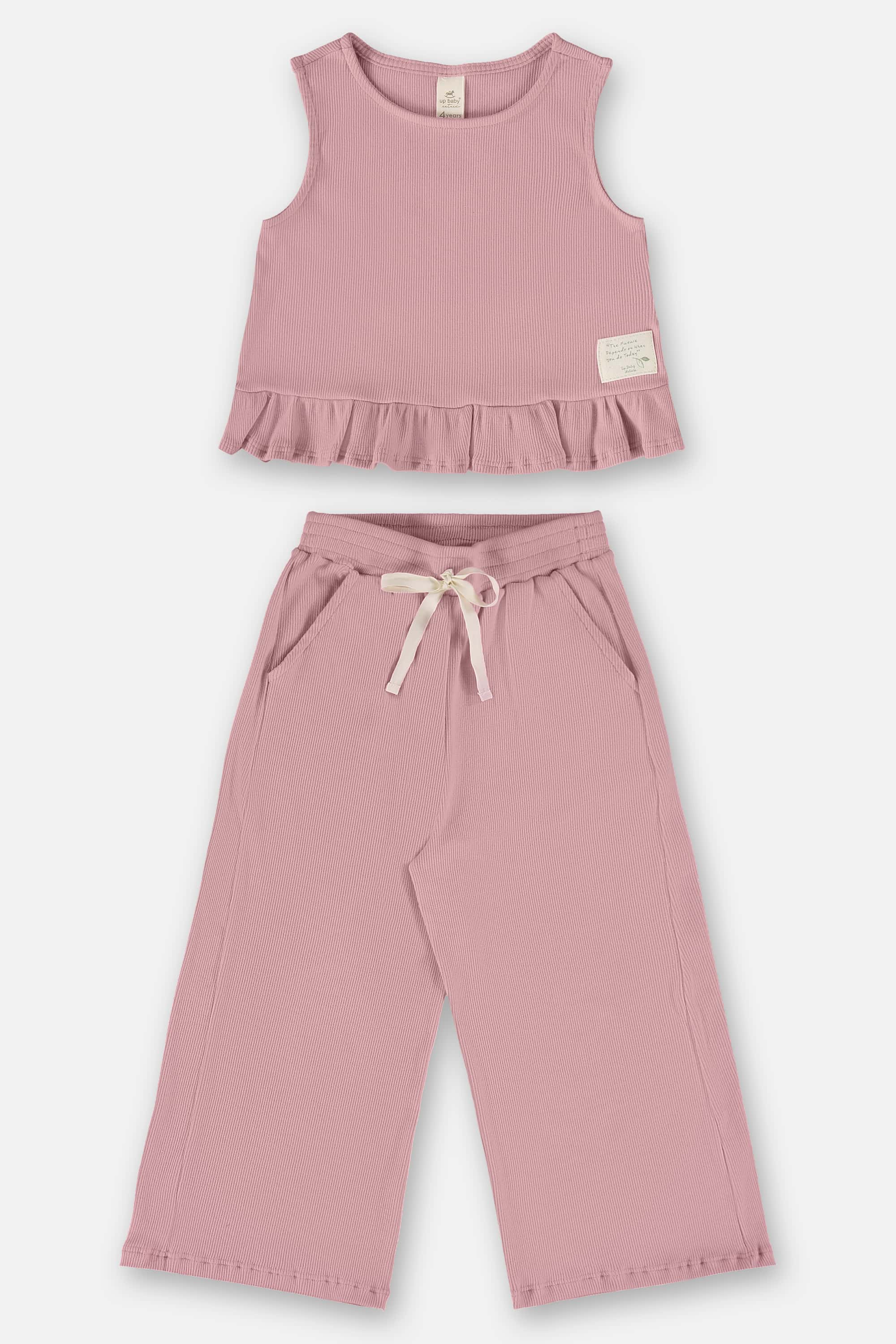 Conjunto Infantil para Menina com Blusa e Calça Nature (Rosa) Up Baby