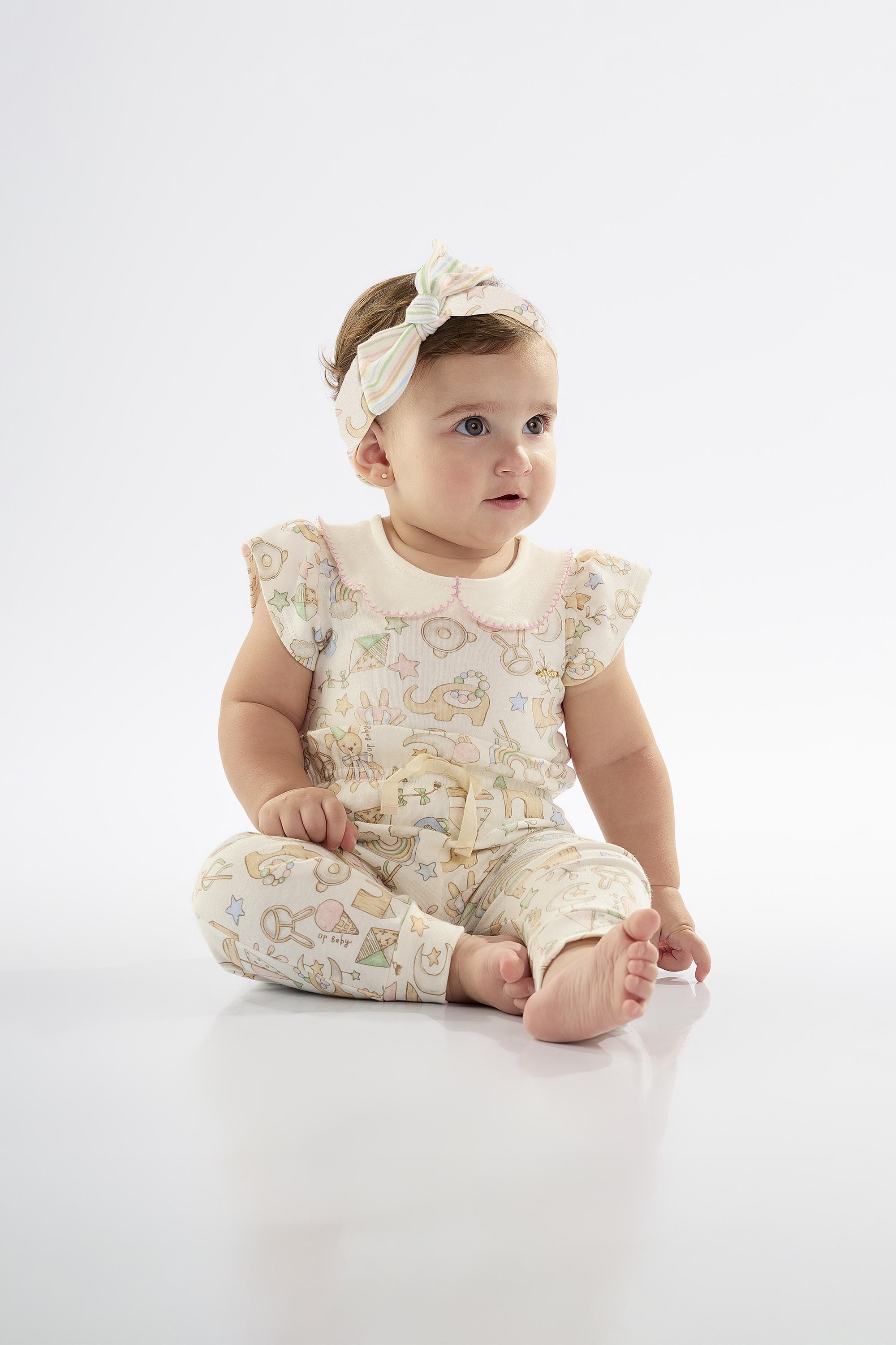 Faixa de Cabelo para Bebê em Suedine Comfy (Bege) Up Baby