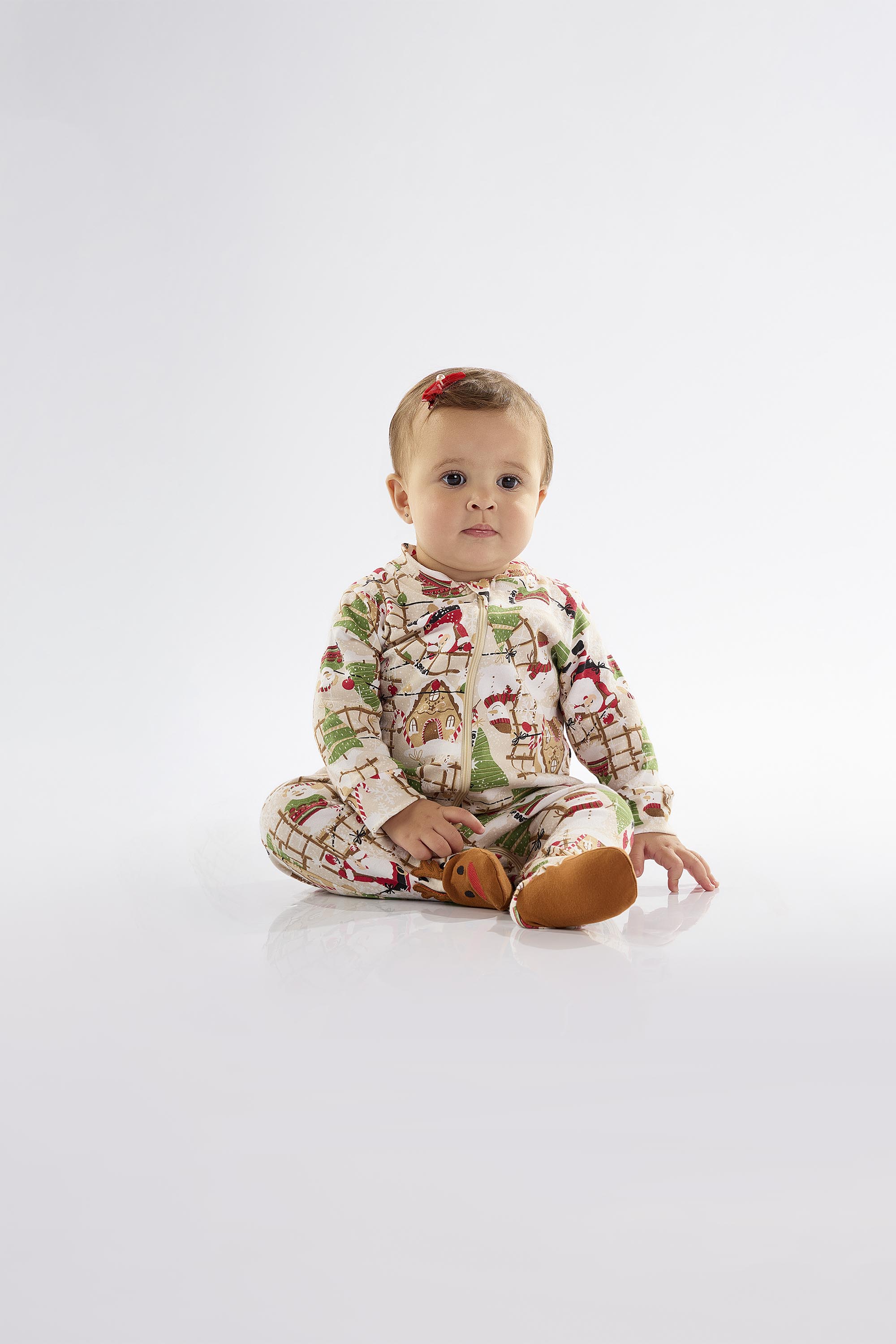 Macacão Natalino Unissex para Bebê em Suedine (Bege) Up Baby - Imagem 10