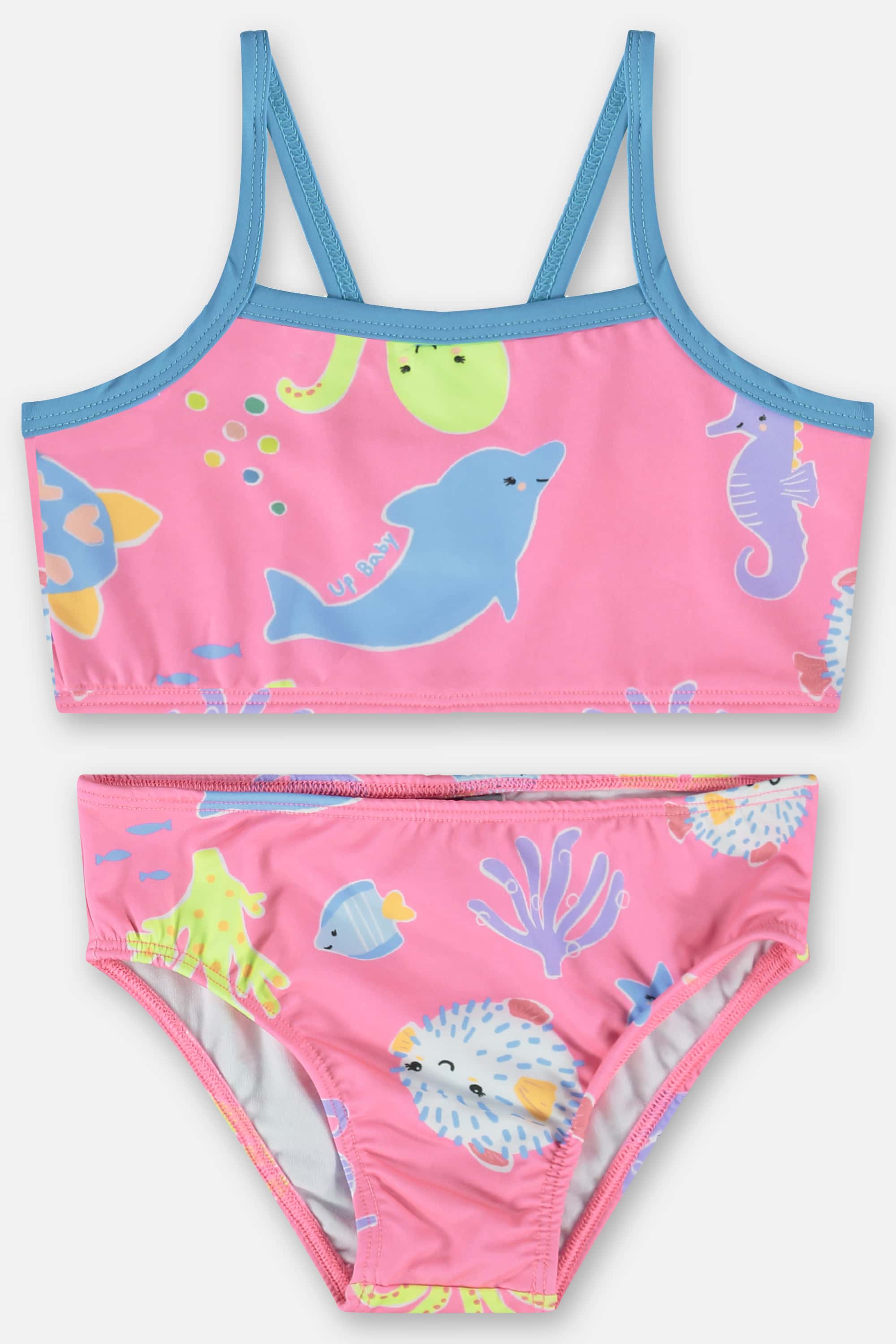 Biquíni Infantil em Malha FPS+50 com Forro (Rosa Pink Neon) Up Baby