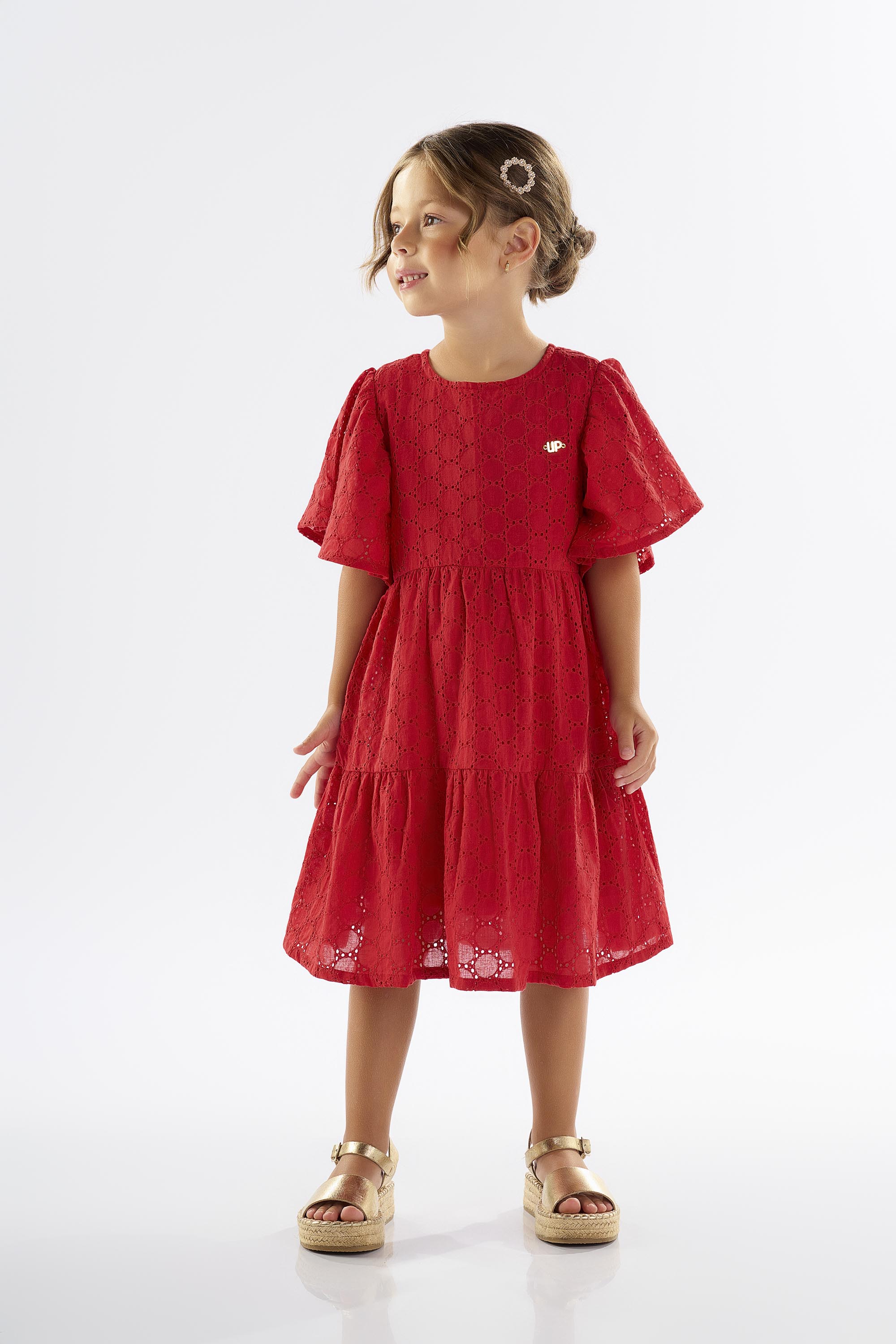 Vestido Infantil em Laise com Forro (Vermelho) Up Baby