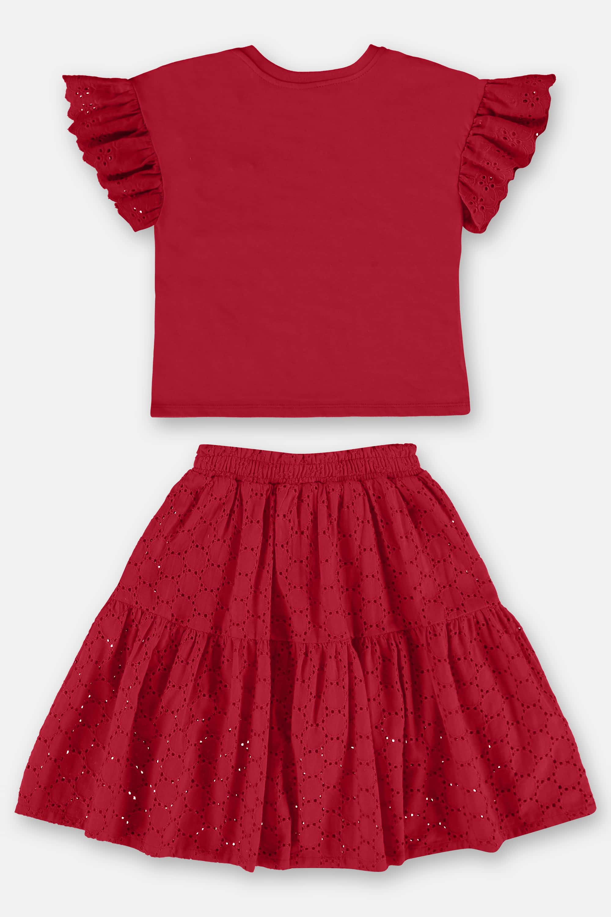 Conjunto Infantil para Menina com Blusa e Saia (Vermelho) Up Baby - Imagem 5