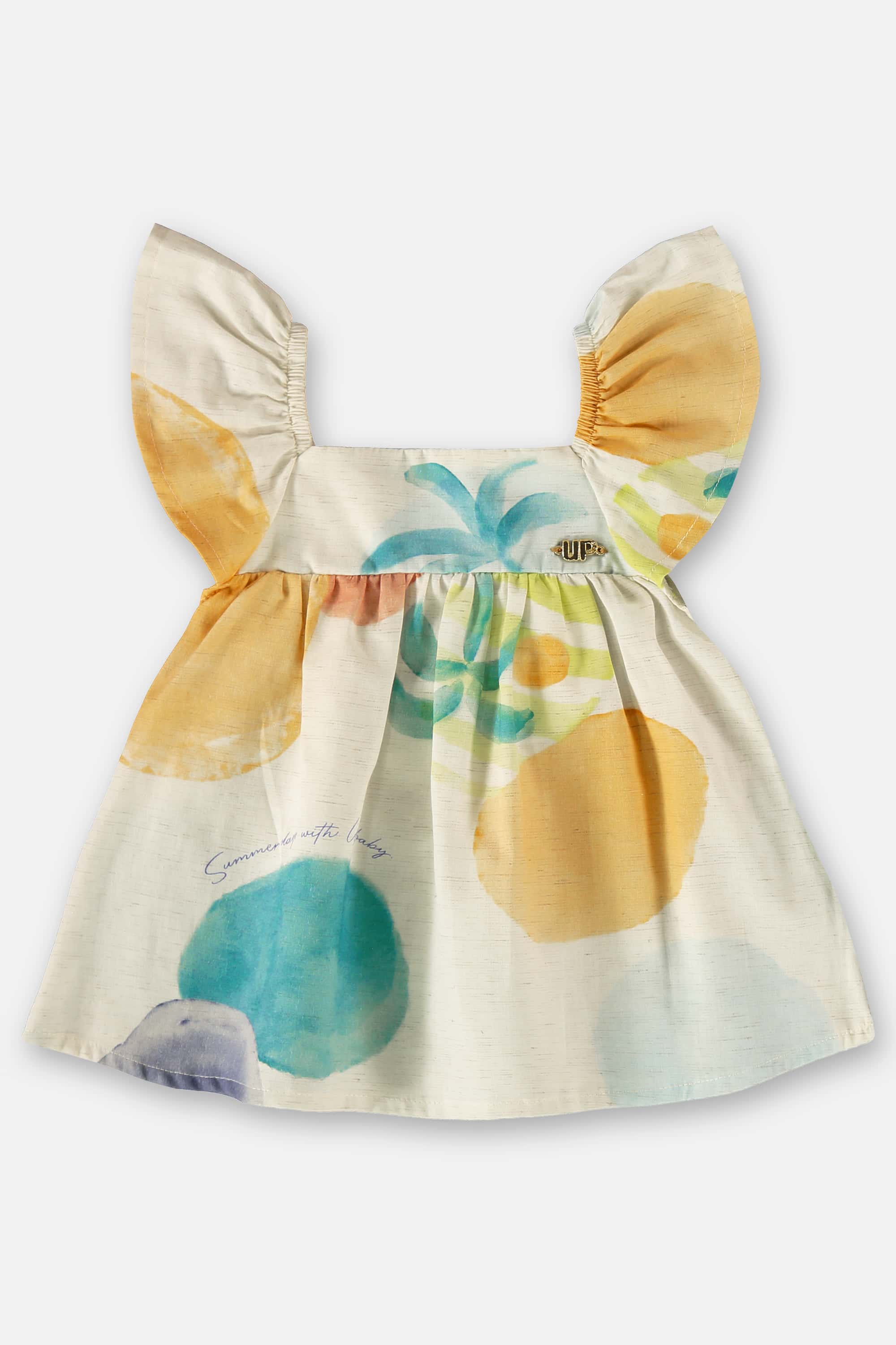 Conjunto para Bebê Menina com Bata e Calcinha (Bege) Up Baby - Imagem 3