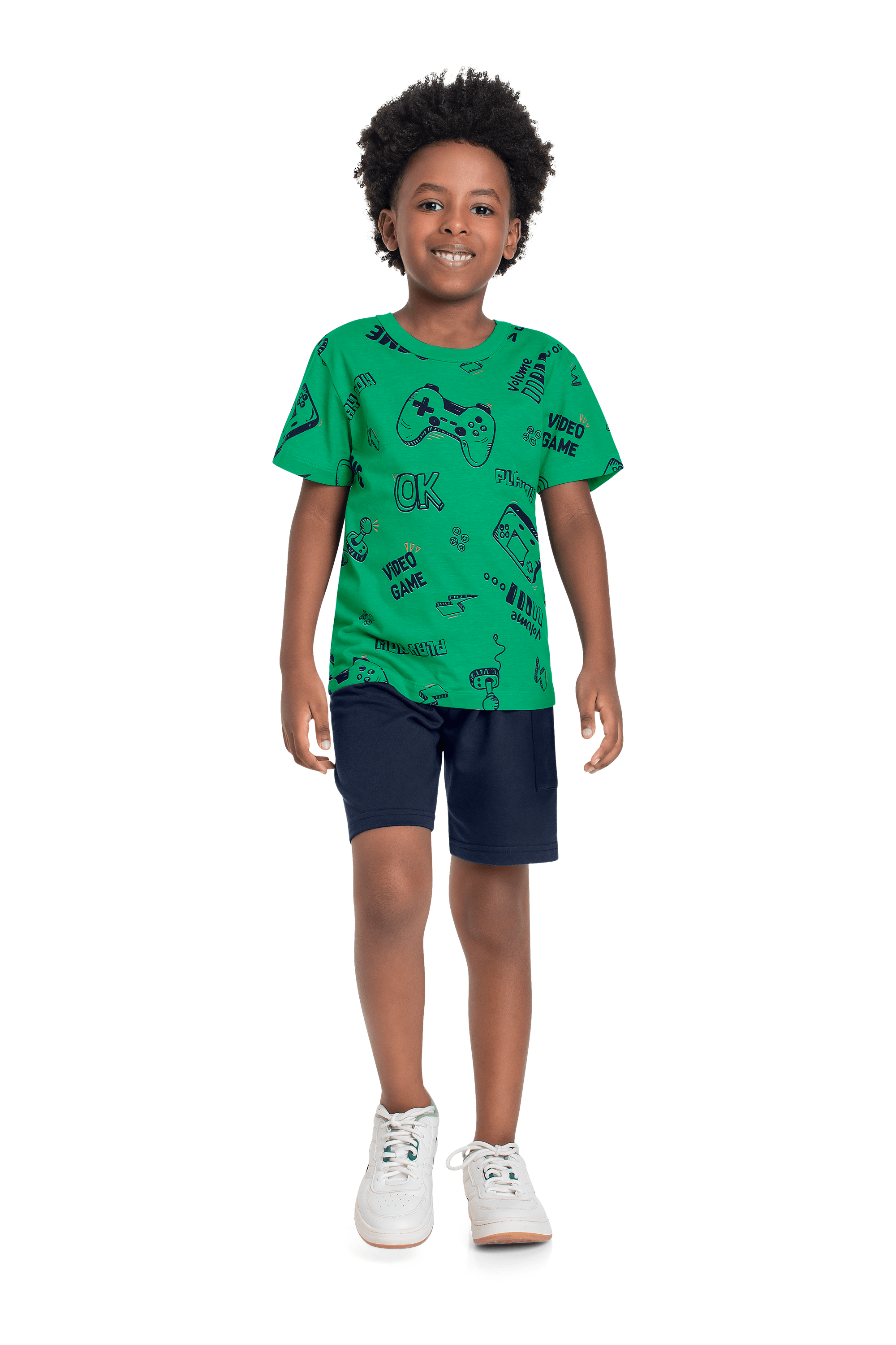 Camiseta Infantil Estampada para Menino (Verde) Bee Loop