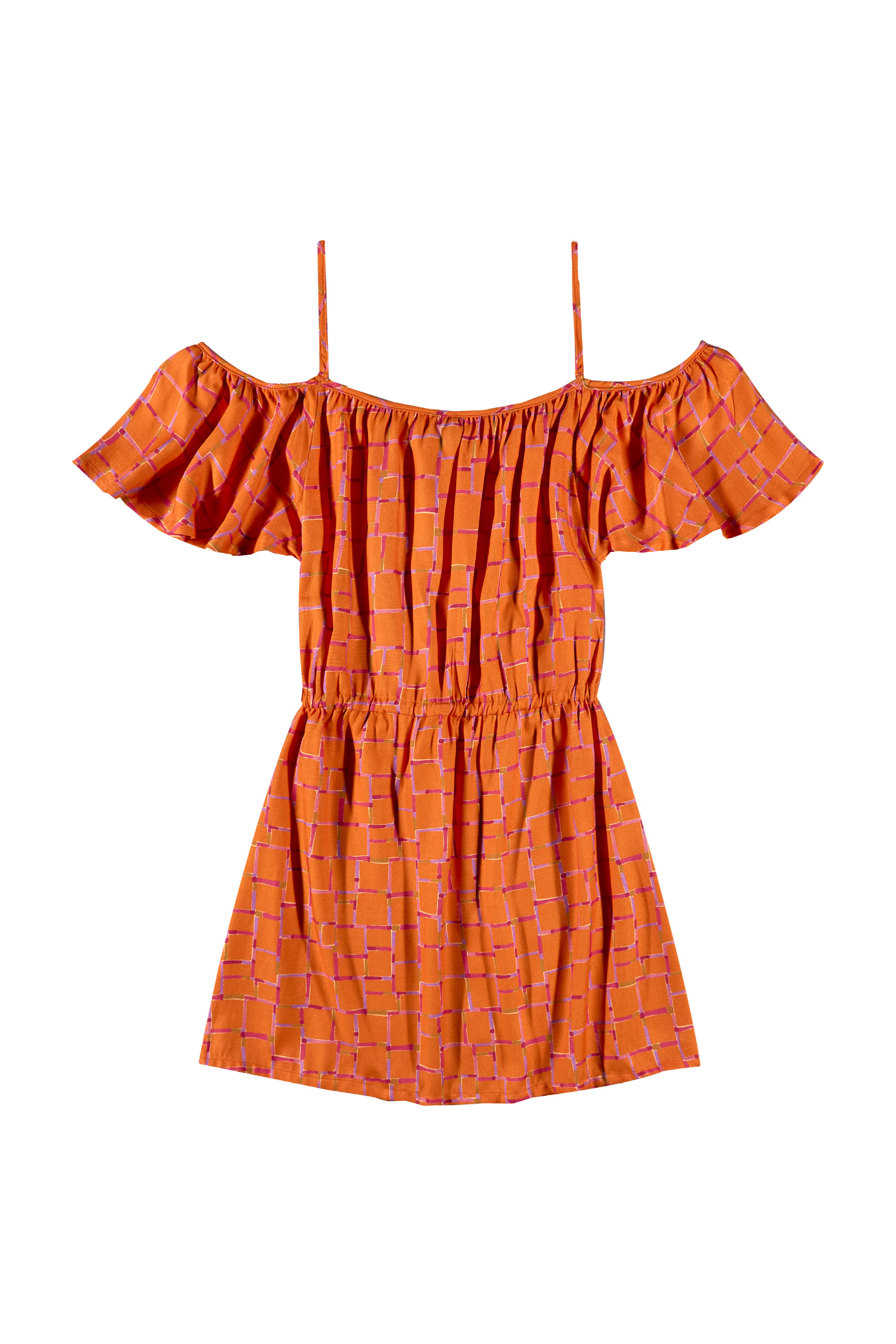 Vestido Juvenil em Viscose Sarjada (Laranja) Gloss - Imagem 3