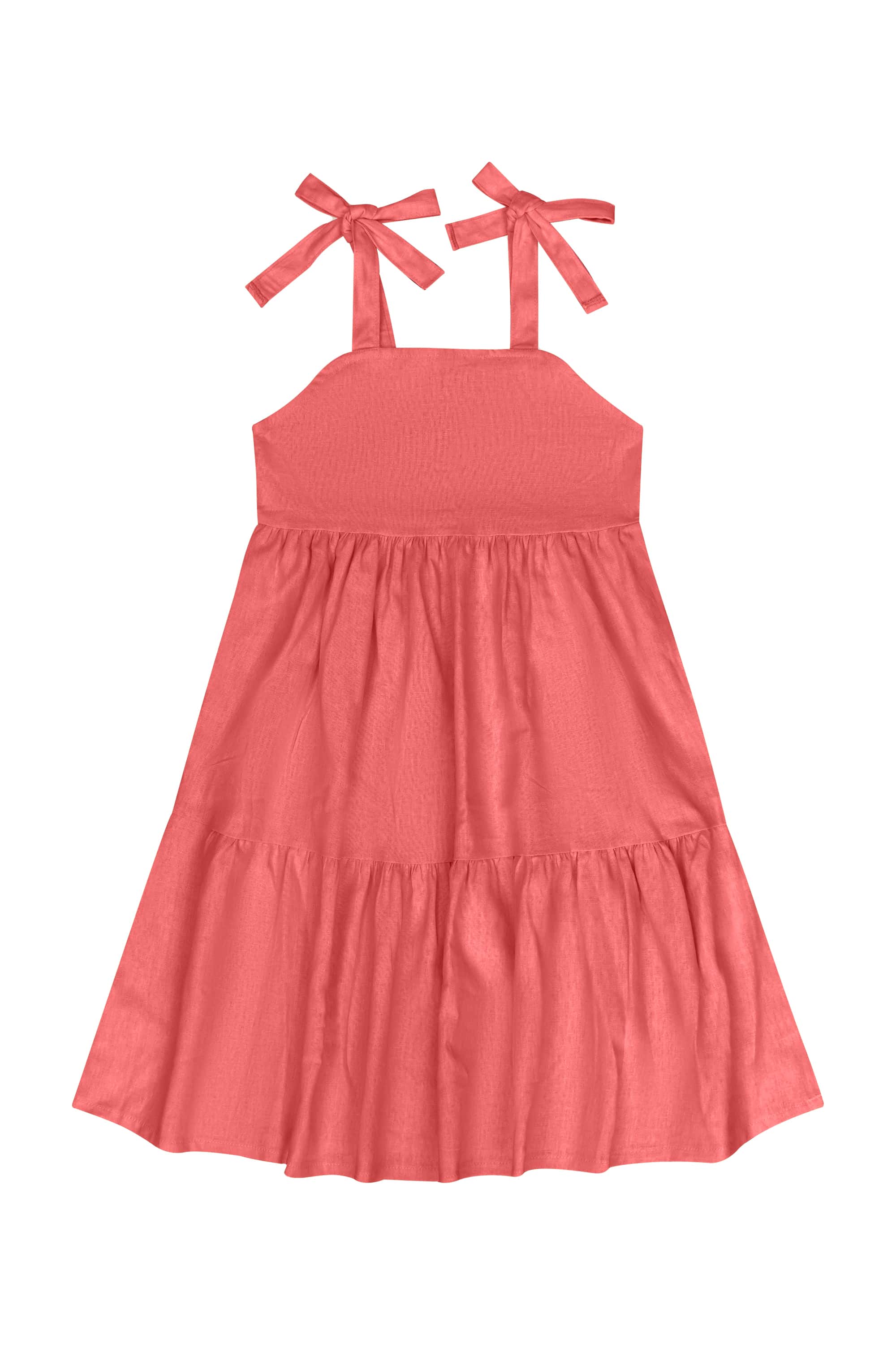 Vestido com Alças em Tecido para Menina (Coral) Guloseima - Imagem 2