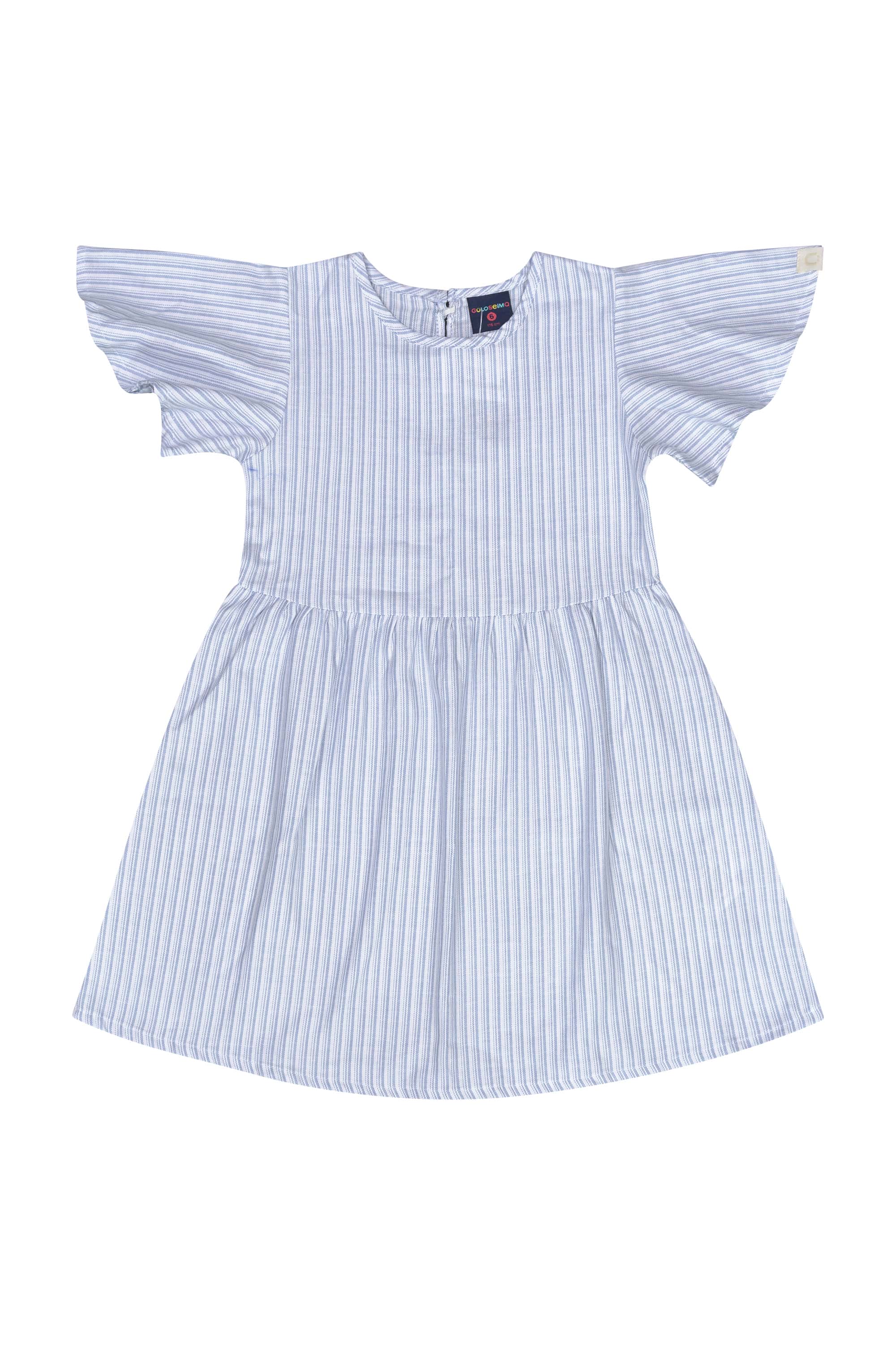 Vestido Infantil Manga Curta Listrado (Azul) Guloseima - Imagem 23