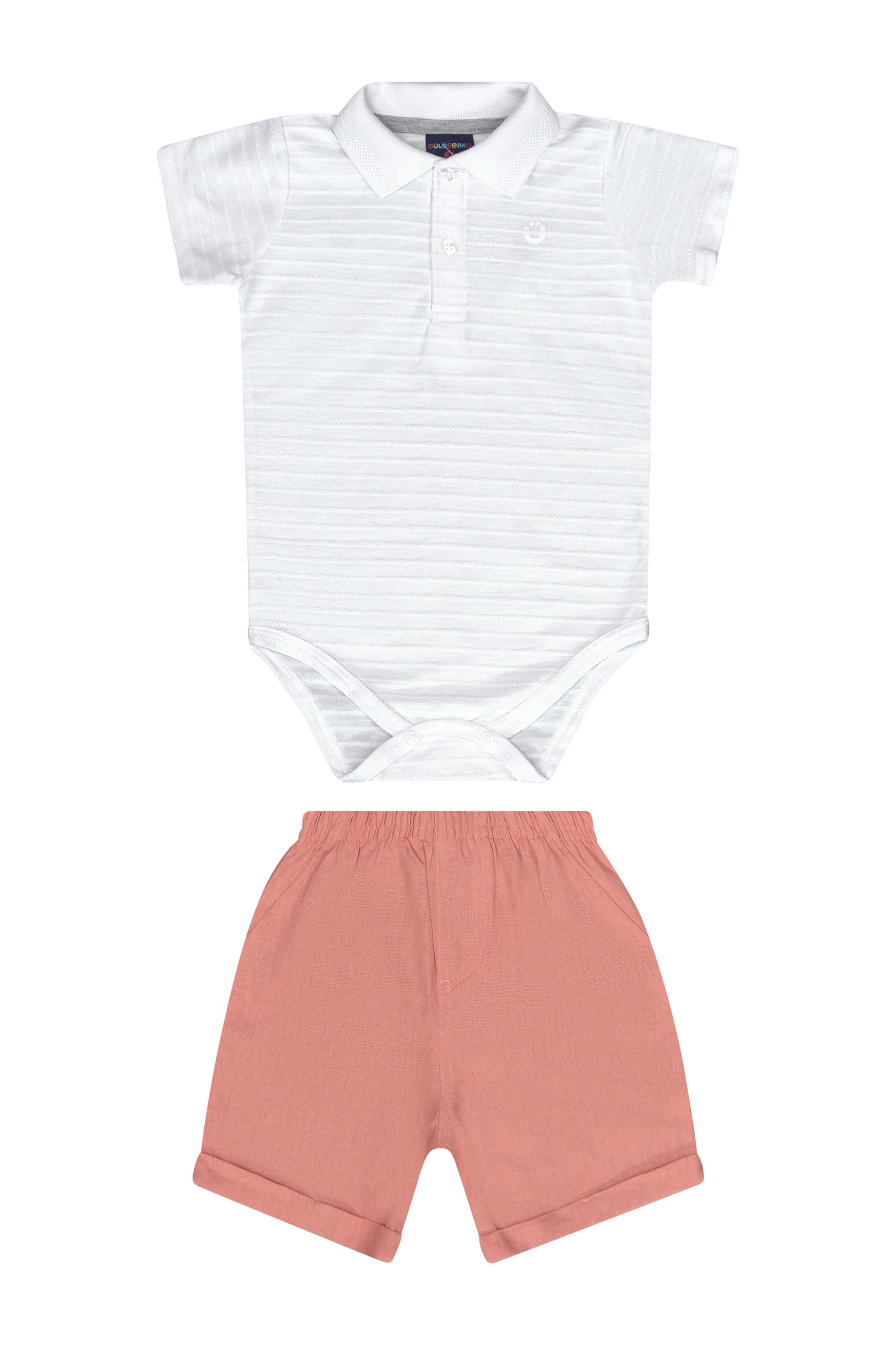 Conjunto Bebê Menino com Body e Bermuda (Branco) Guloseima - Imagem 9