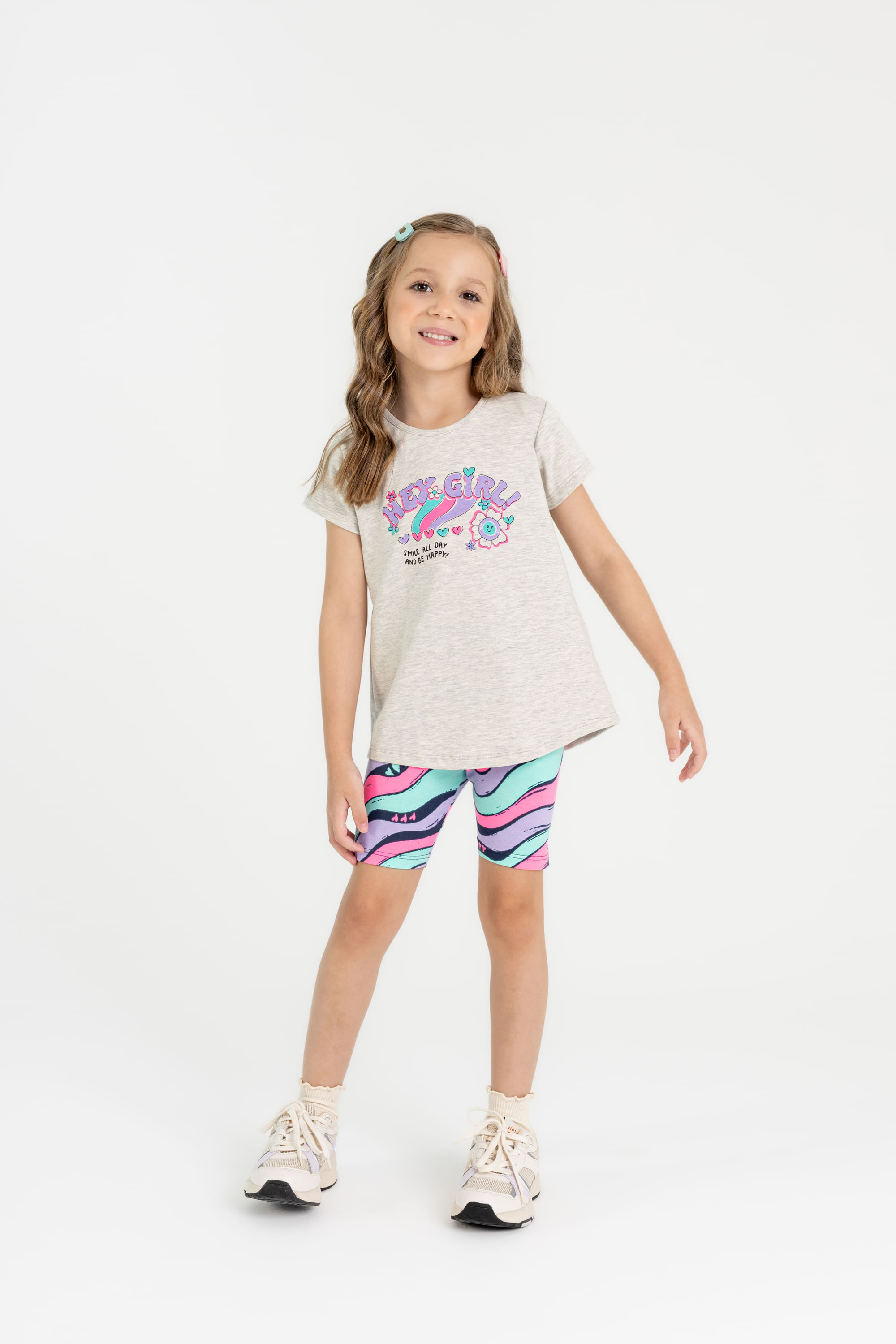 Conjunto Infantil para Meninas com Blusa e Ciclista (Cinza) Guloseima - Imagem 22