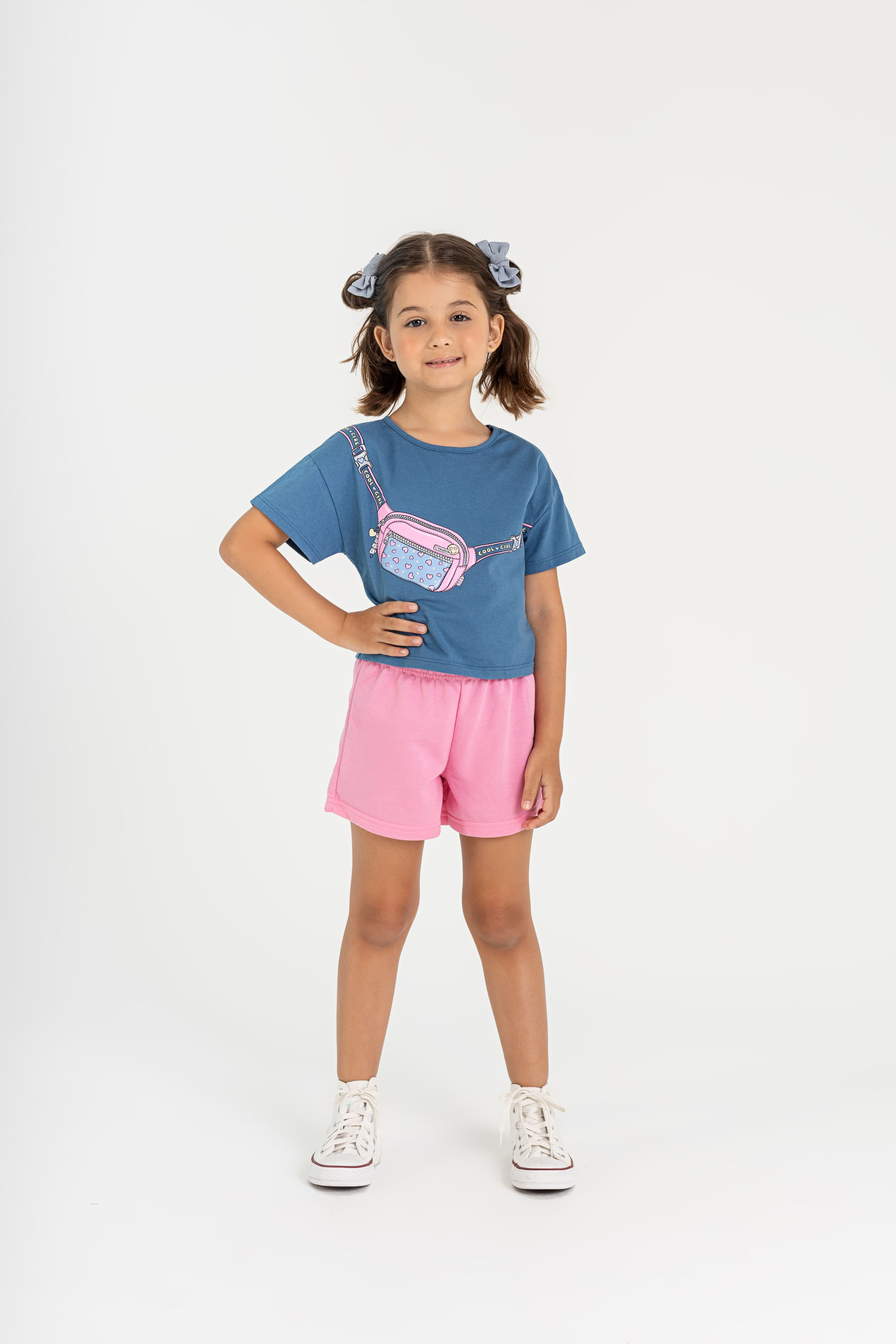 Conjunto Infantil para Menina com Blusa e Shorts (Azul) Guloseima - Imagem 29