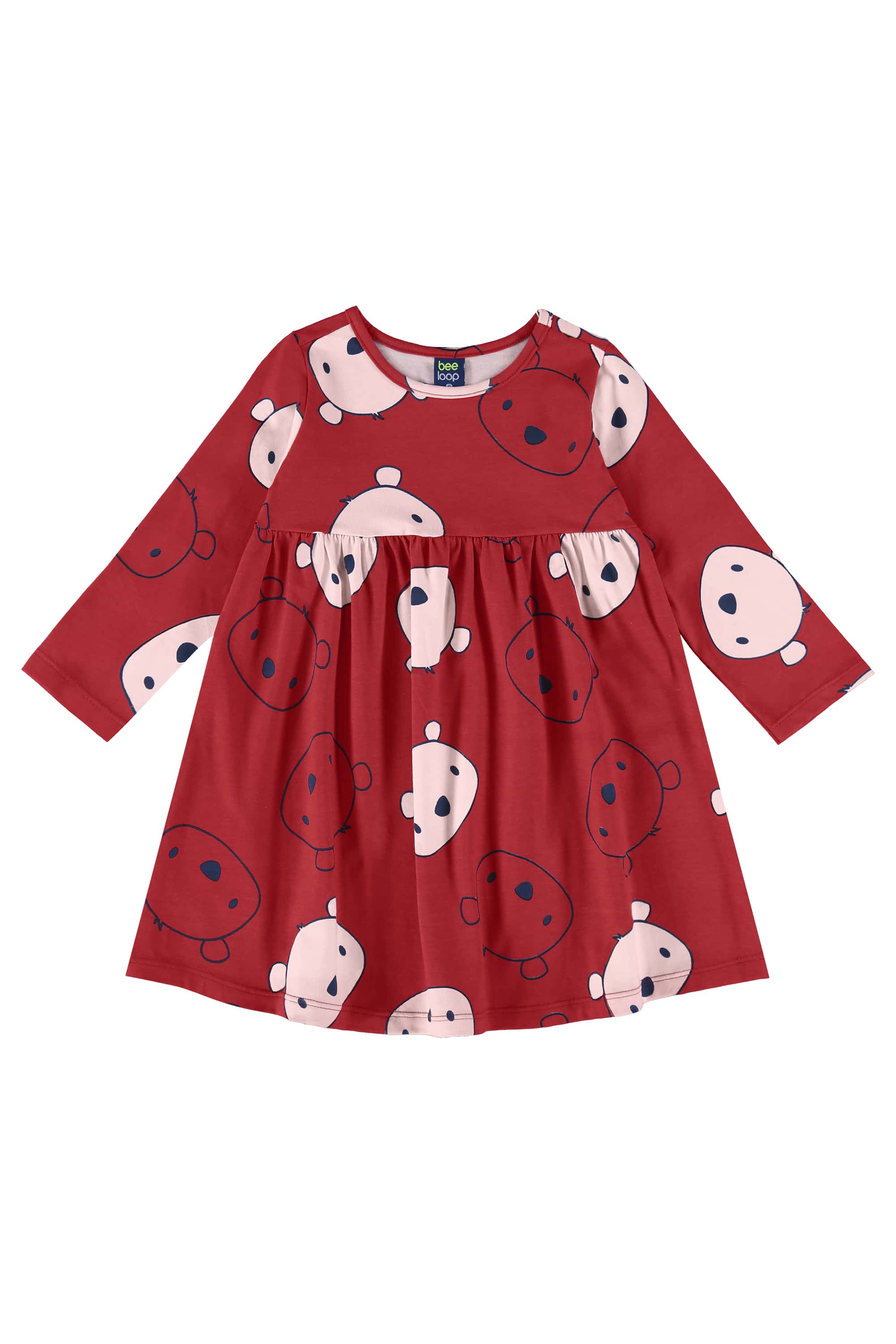 Vestido Infantil Ursinho em Cotton (Vermelho) Bee Loop
