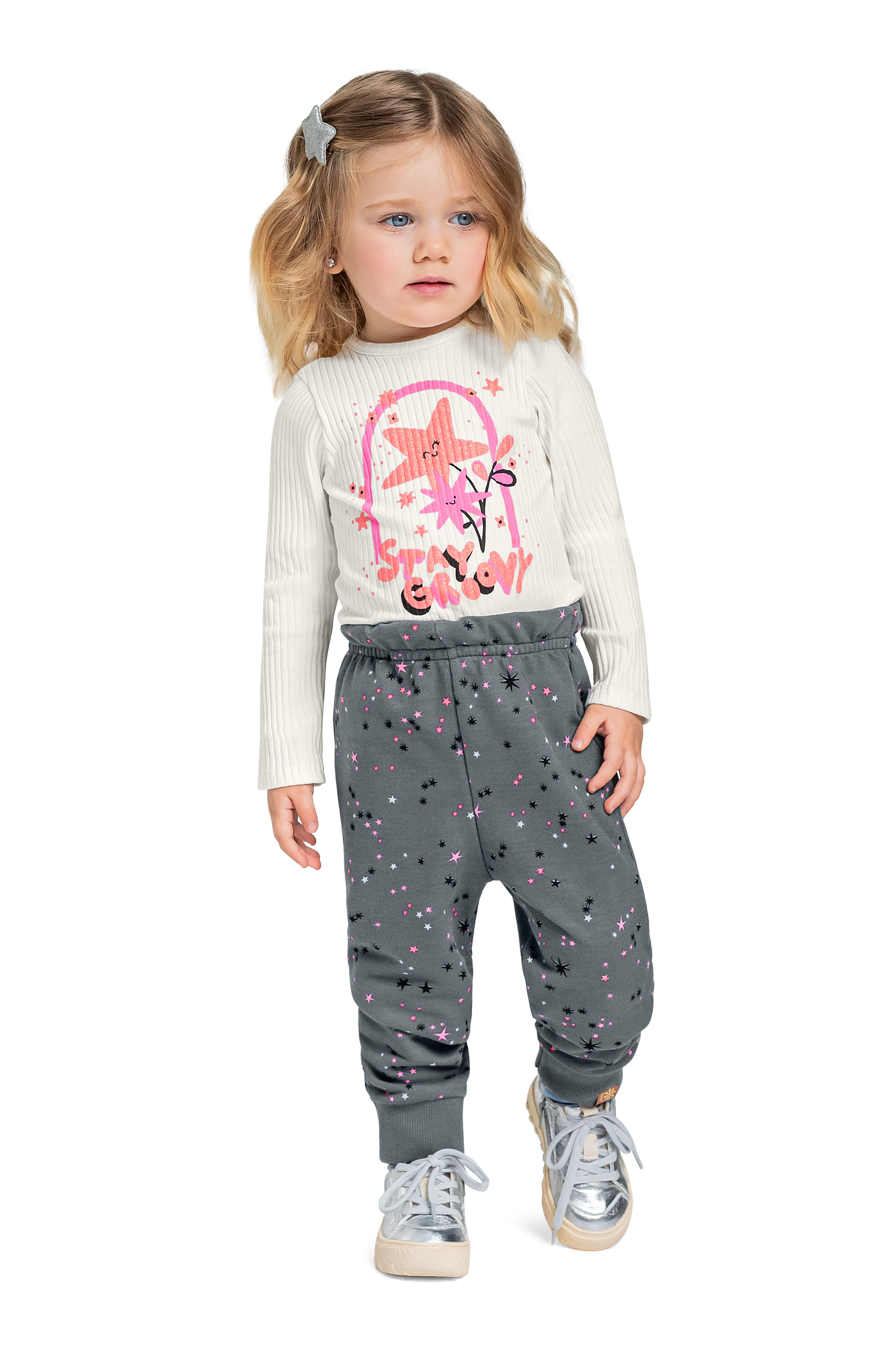Conjunto Infantil Femininas com Blusa e Calça (Branco) Bee Loop - Imagem 22