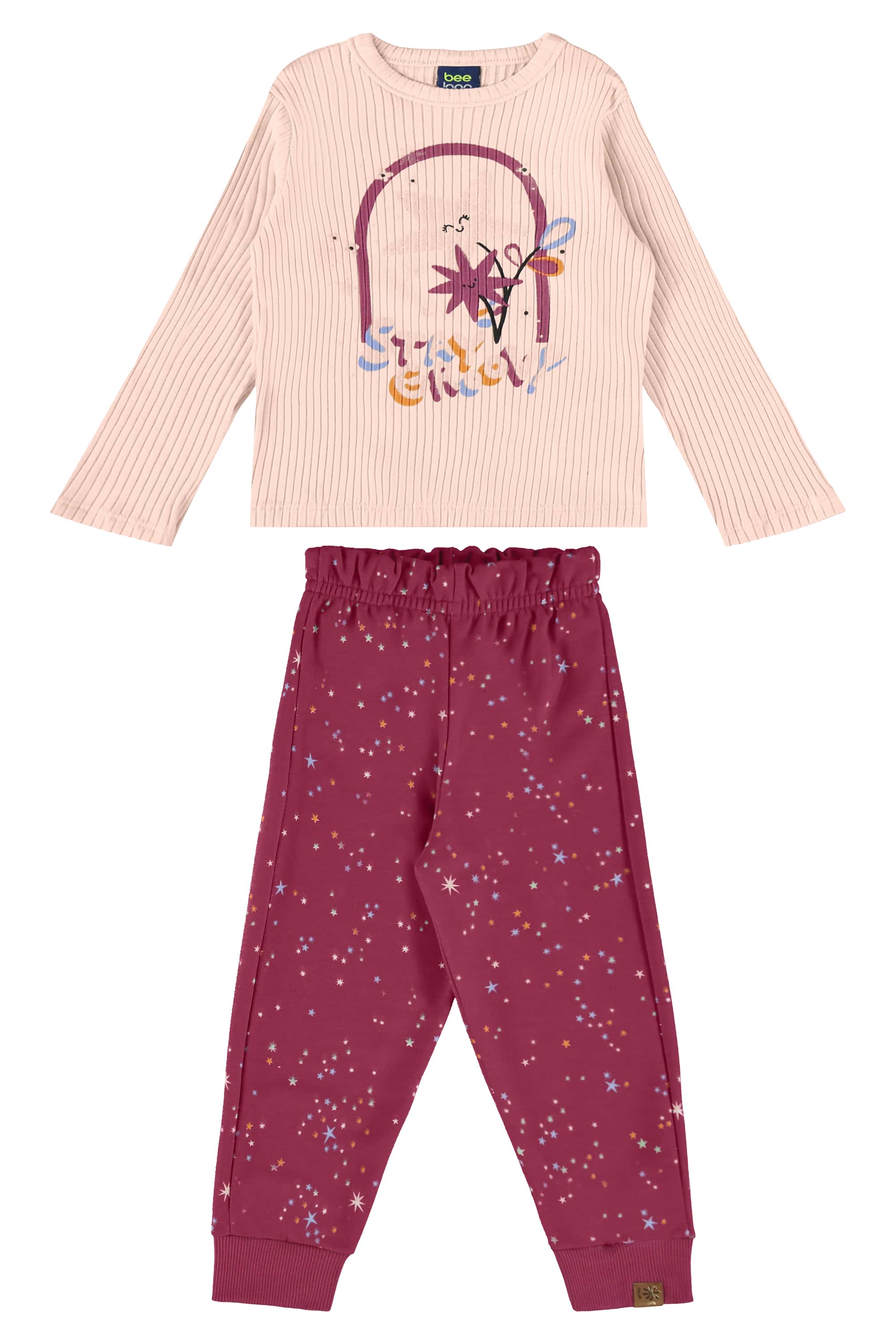 Conjunto Infantil Femininas com Blusa e Calça (Rosa) Bee Loop