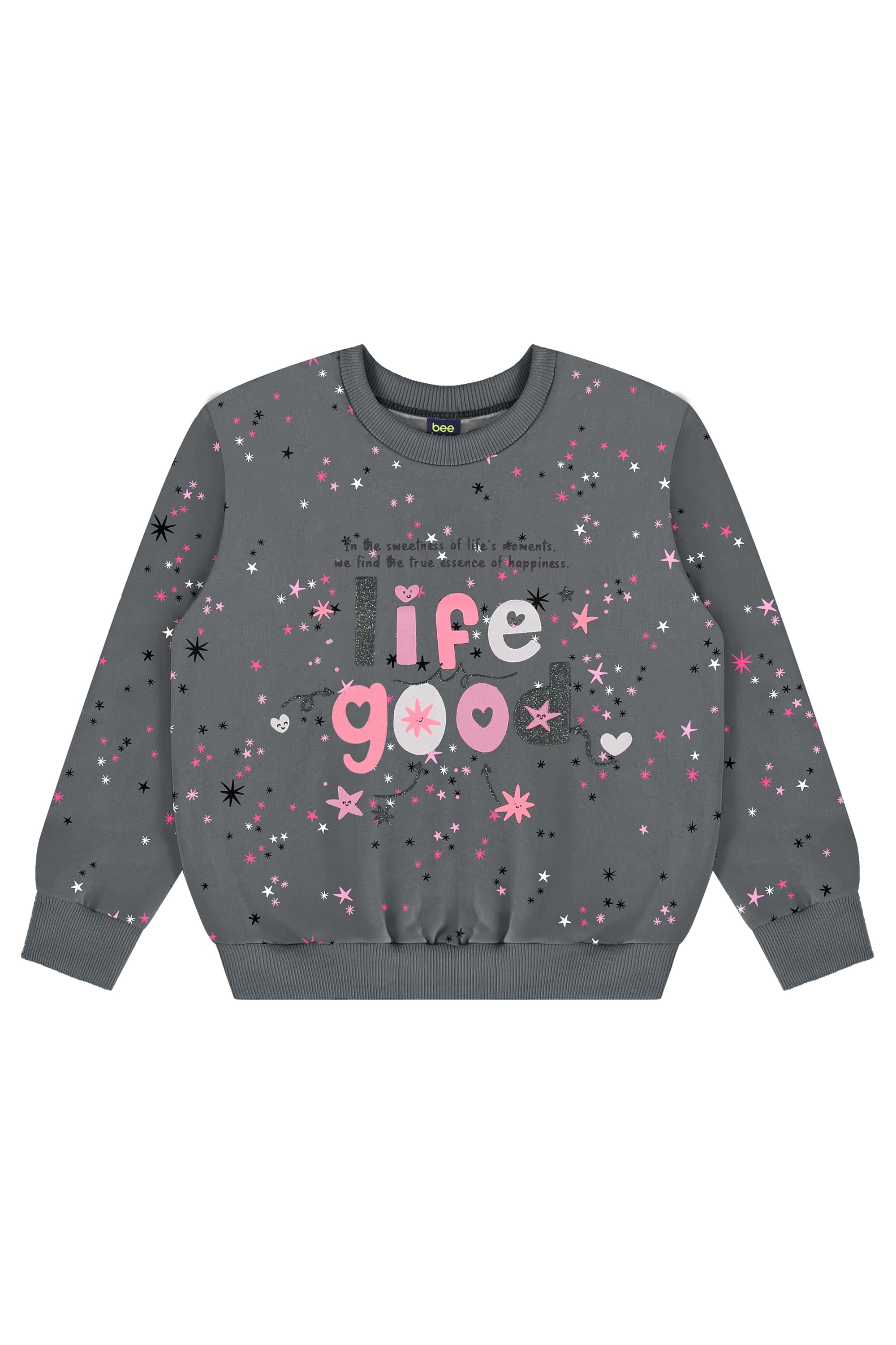 Conjunto Infantil com Blusão e Calça para Menina (Cinza) Bee Loop - Imagem 3