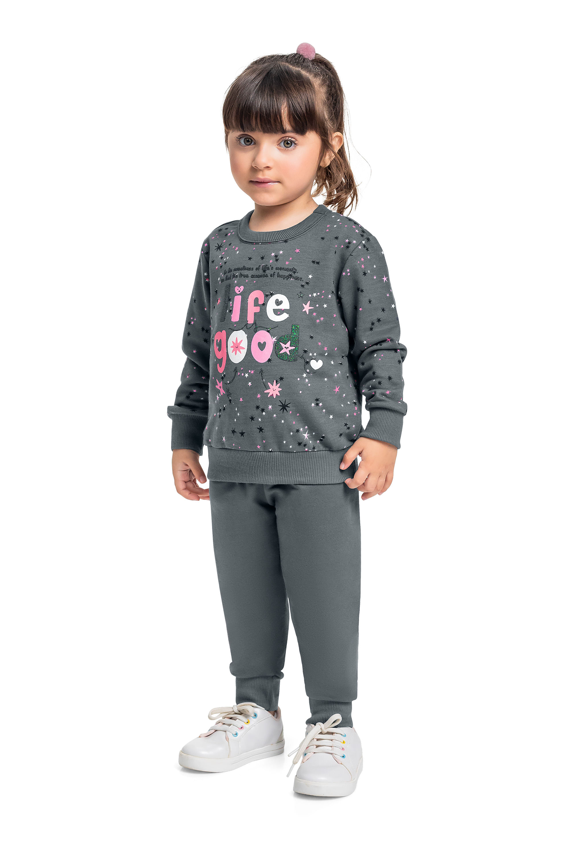 Conjunto Infantil com Blusão e Calça para Menina (Cinza) Bee Loop - Imagem 36