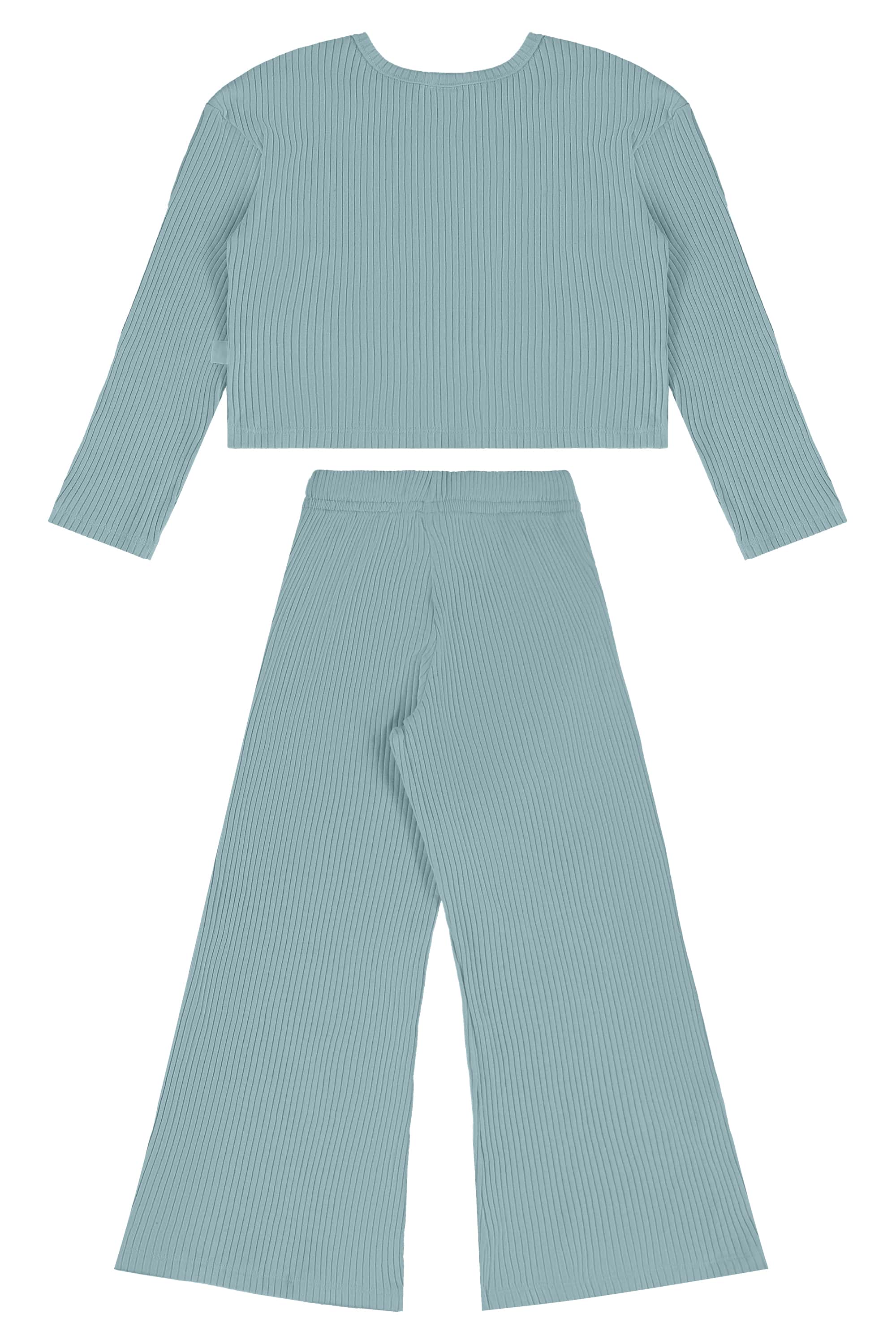 Conjunto Infantil com Blusa Cropped e Calça (Azul) Bee Loop - Imagem 4