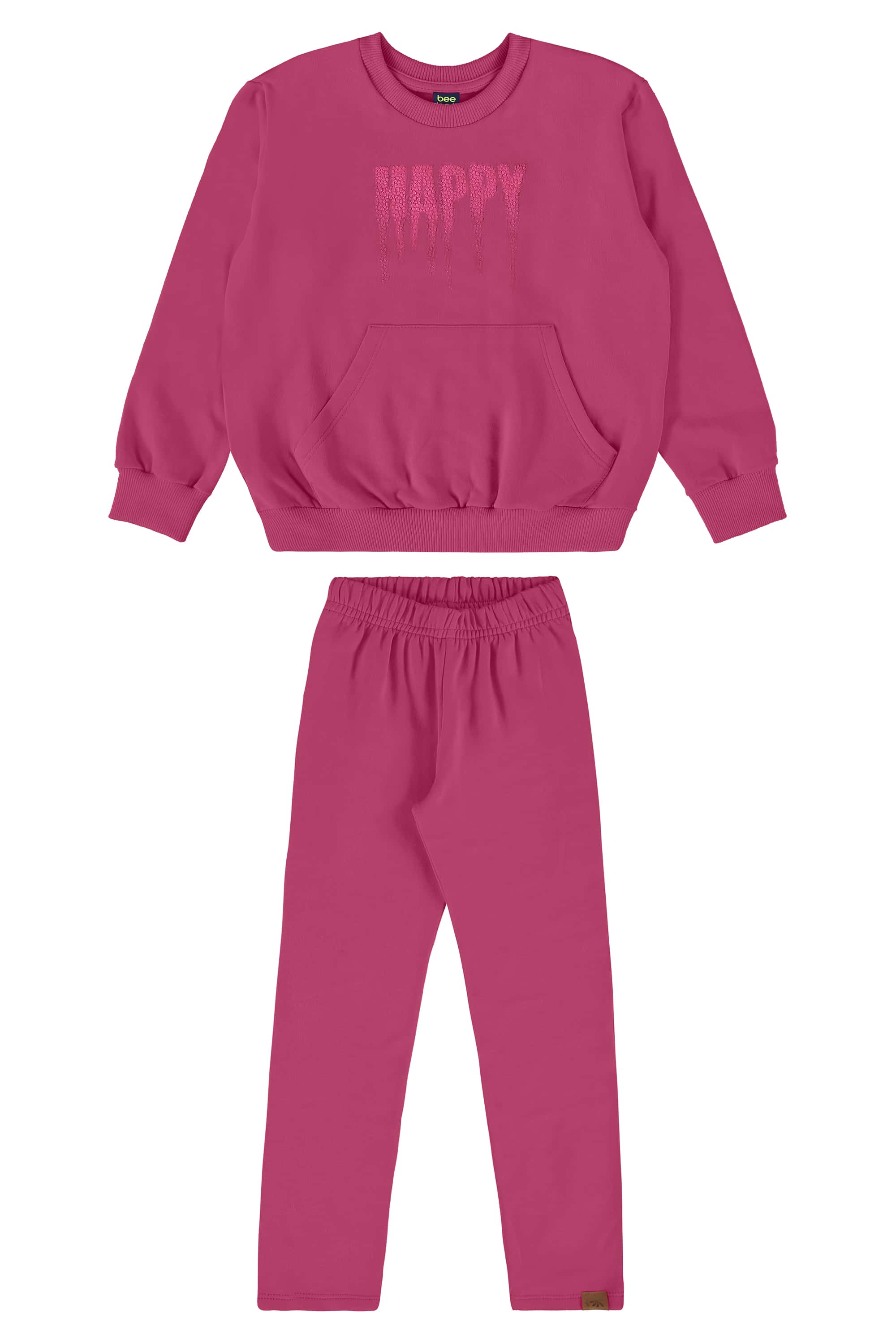Conjunto Menina Blusão e Calça Legging Molecotton (Rosa Pink) Bee Loop