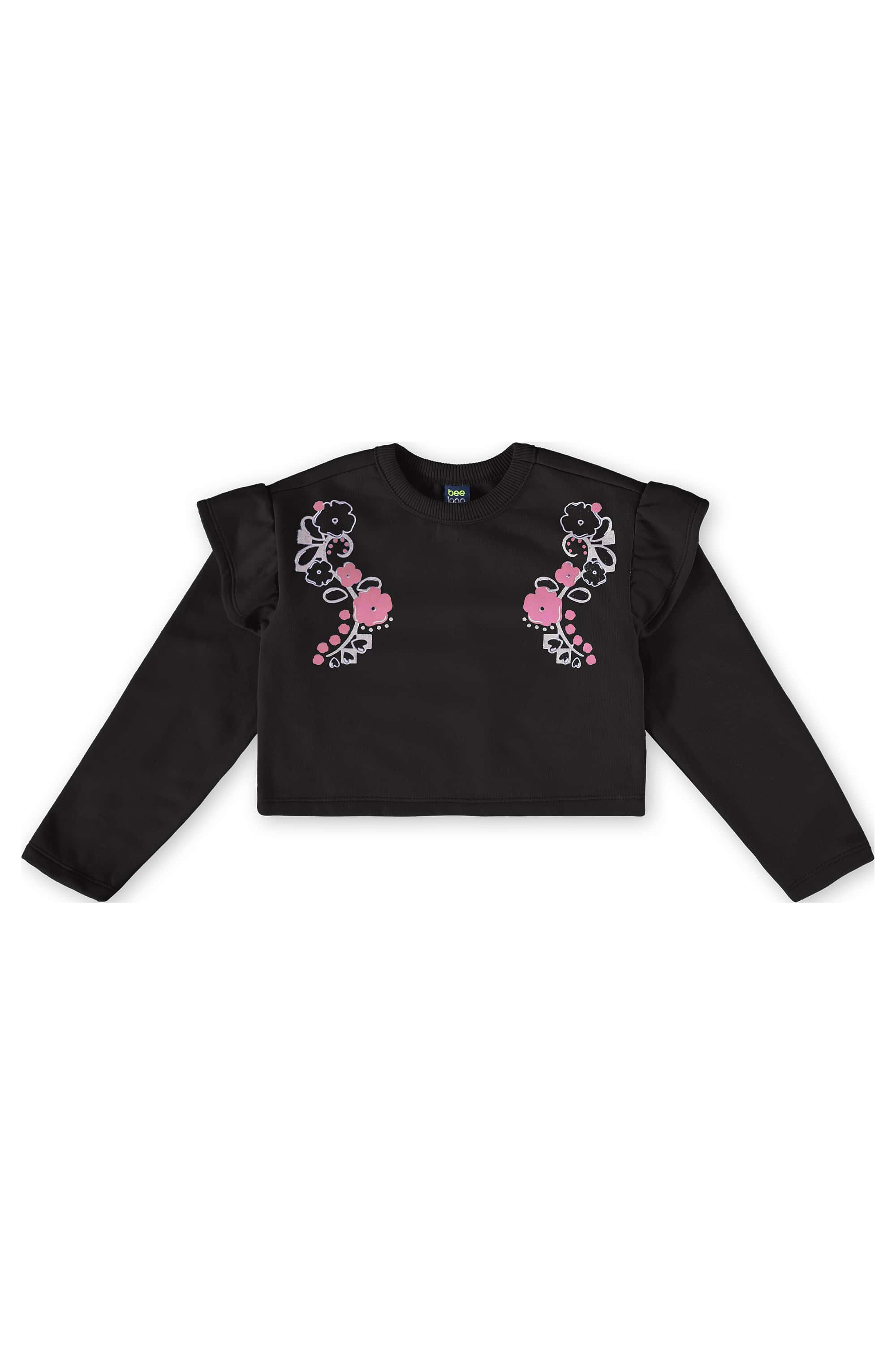 Conjunto Infantil com Blusa Cropped e Calça (Preto) Bee Loop - Imagem 3